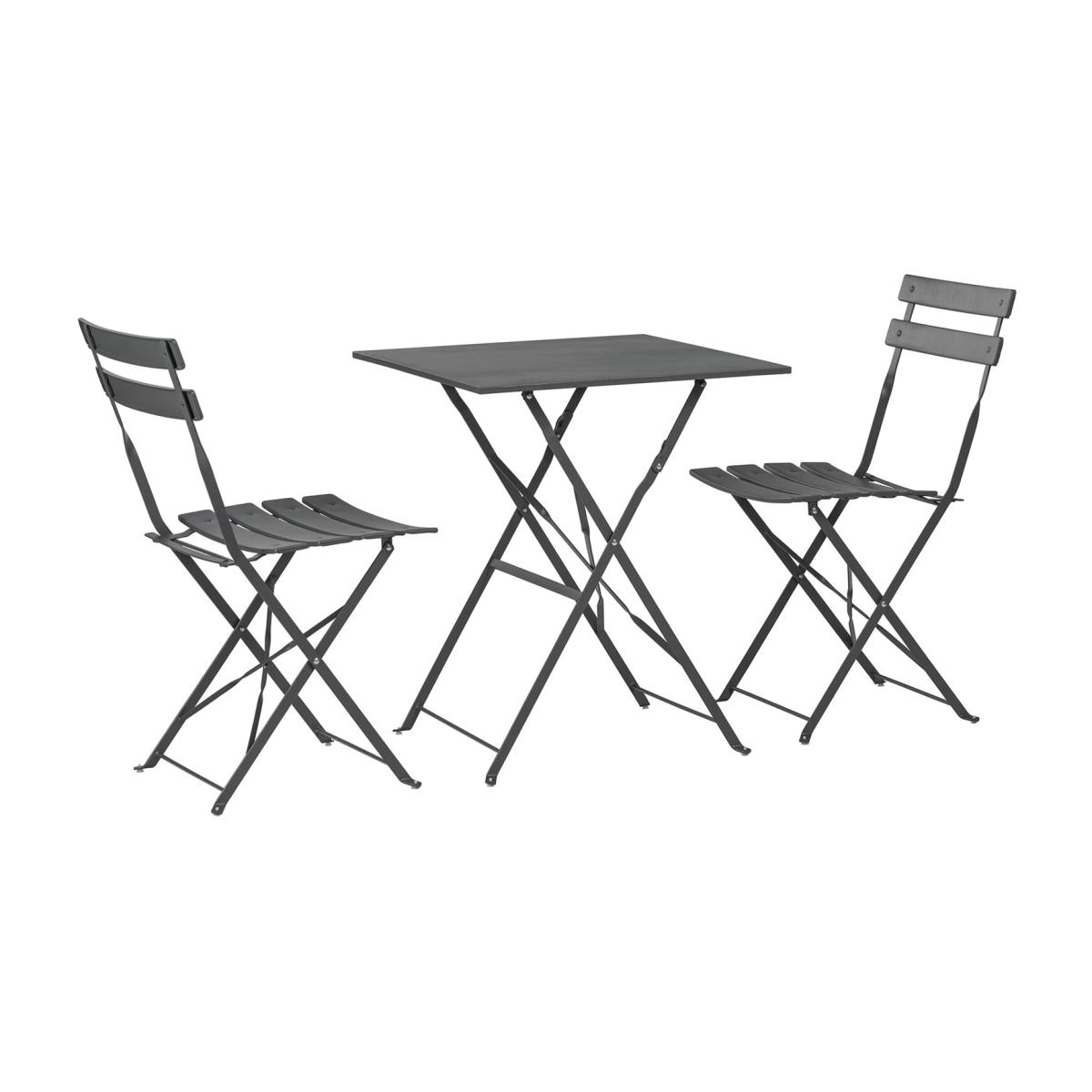 2 Seater Garden Bistro Dining Table and Chair Set - Square - Grey – image 1
