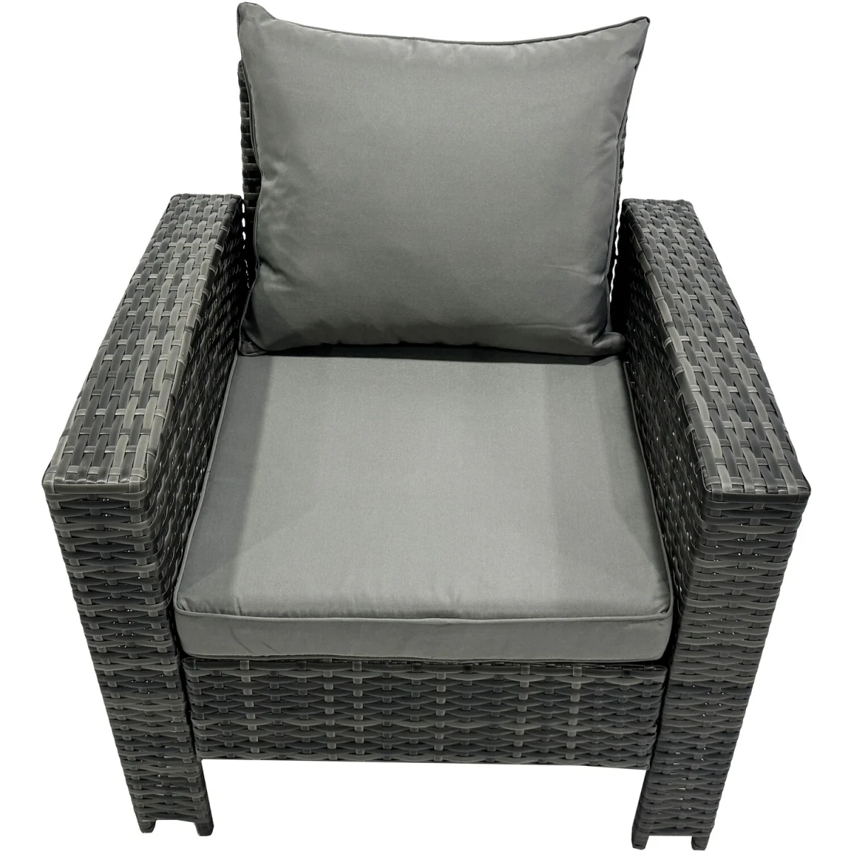 Fimous 8-Seater PE Rattan Outdoor Furniture Set Dark Grey Mixed - Dark grey mixed rattan with dark grey fabric – image 4
