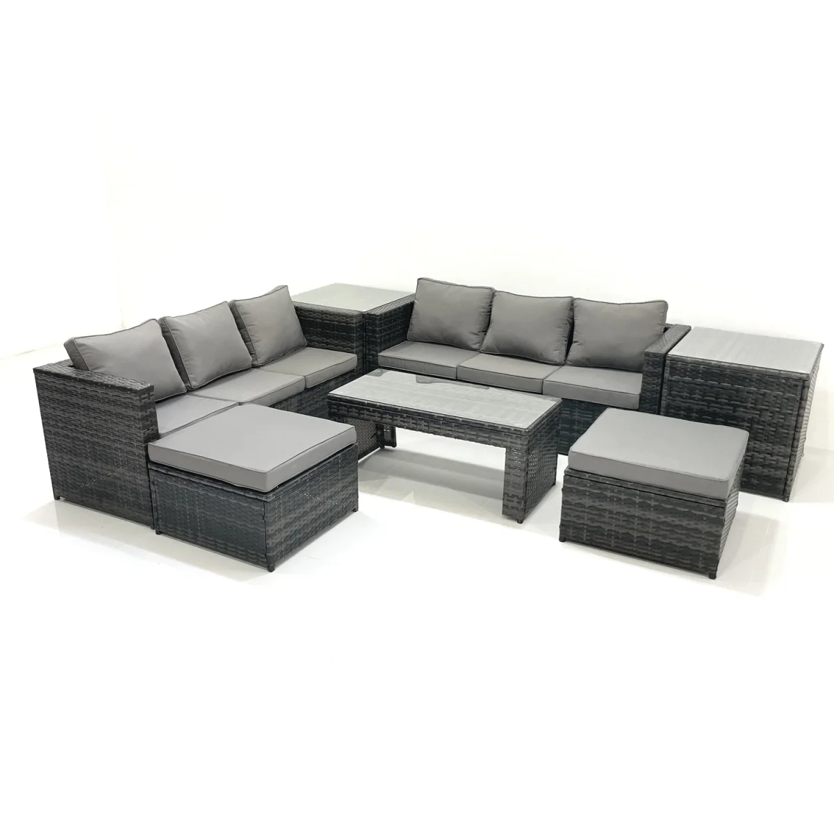 Fimous Garden Outdoor Rattan Furniture Set, 8-Seater, Dark Grey Mixed. - Dark Grey Mixed – image 4
