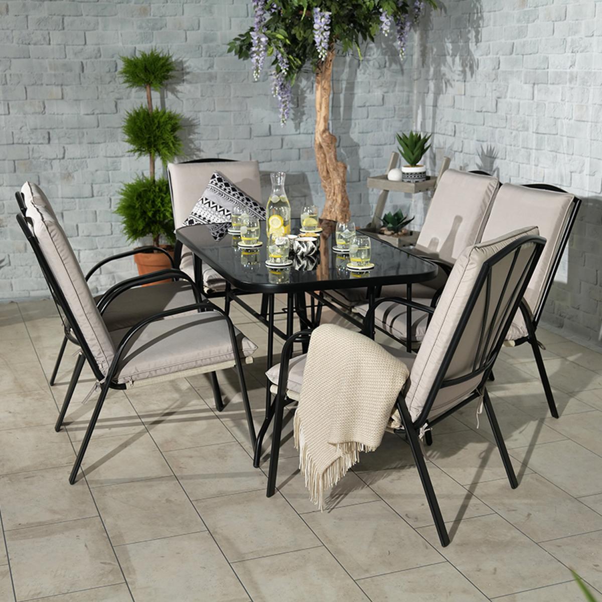 AMALFI IVORY 6 Seater Padded Set - Black – image 2