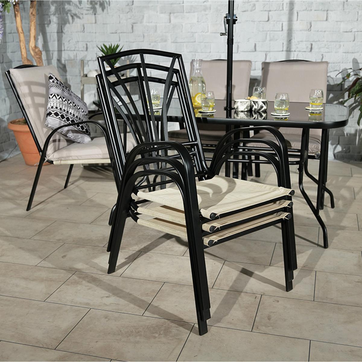 AMALFI IVORY 6 Seater Padded Set - Black – image 3