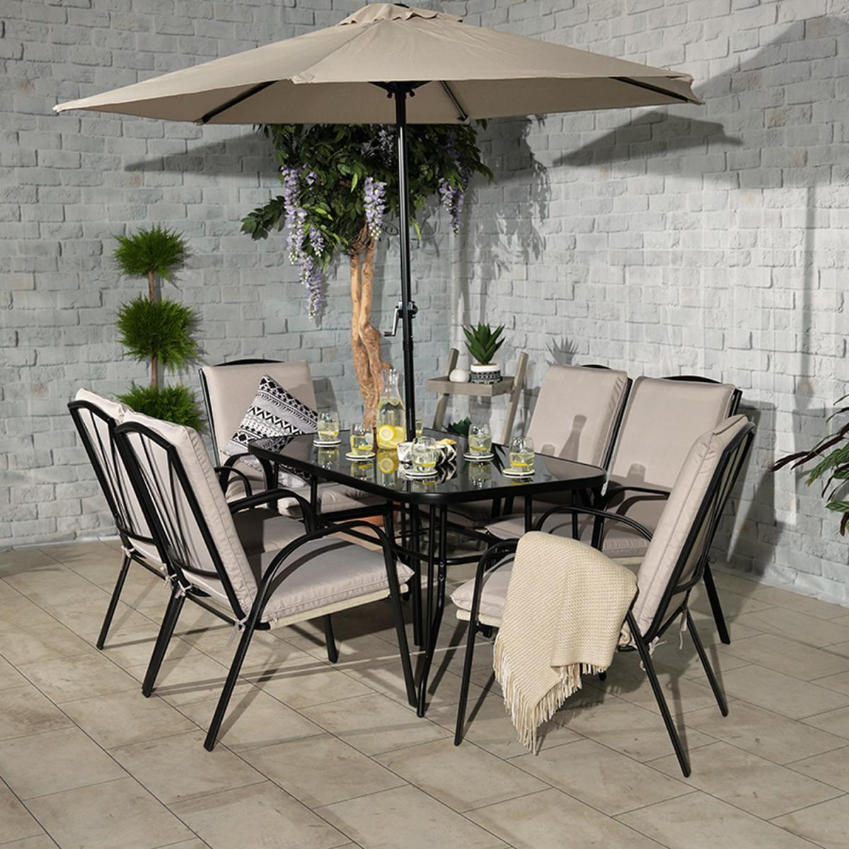 AMALFI IVORY 6 Seater Padded Set - Black – image 1
