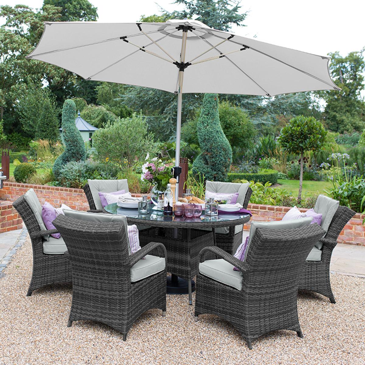 Olivia 6-Seat Round Dining Set - Grey – image 1