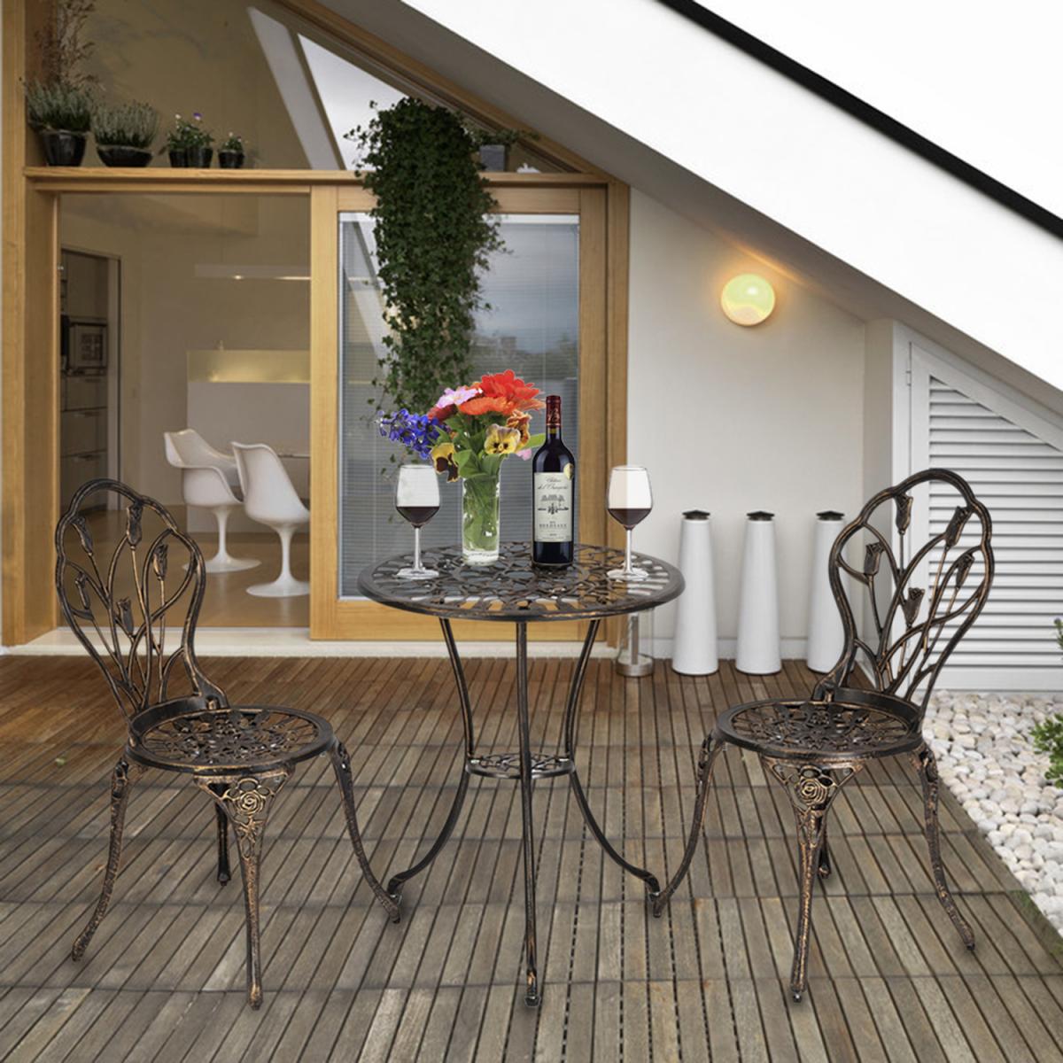 Tulip Cast Aluminium Bistro Set - Bronze – image 3
