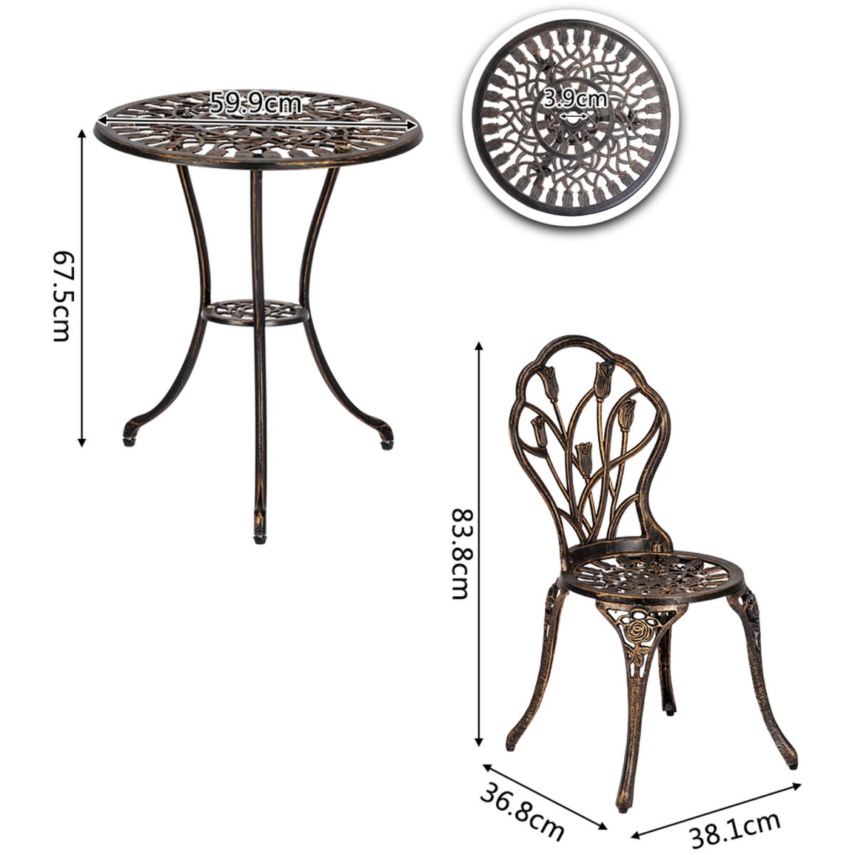 Tulip Cast Aluminium Bistro Set - Bronze – image 4