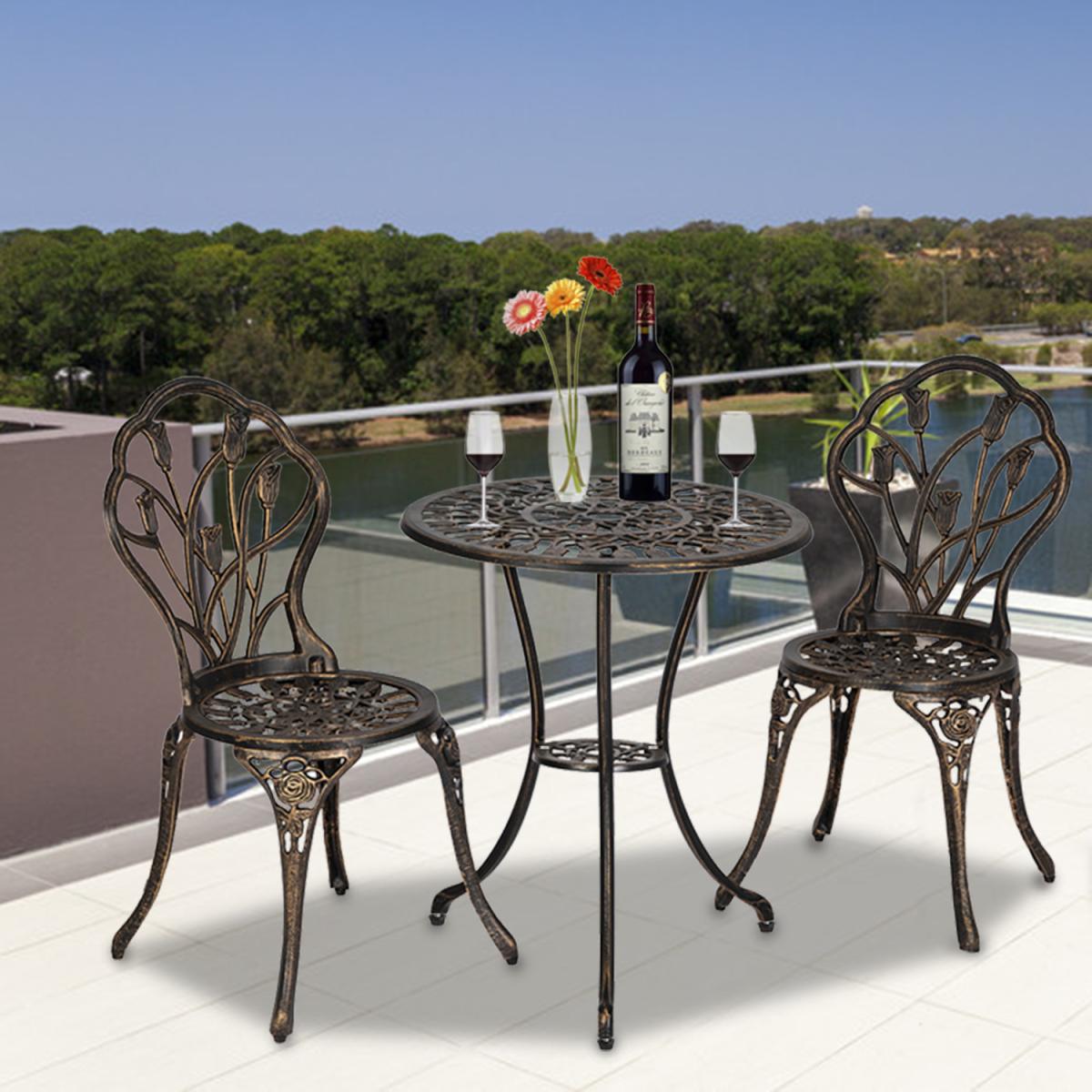 Tulip Cast Aluminium Bistro Set - Bronze – image 5