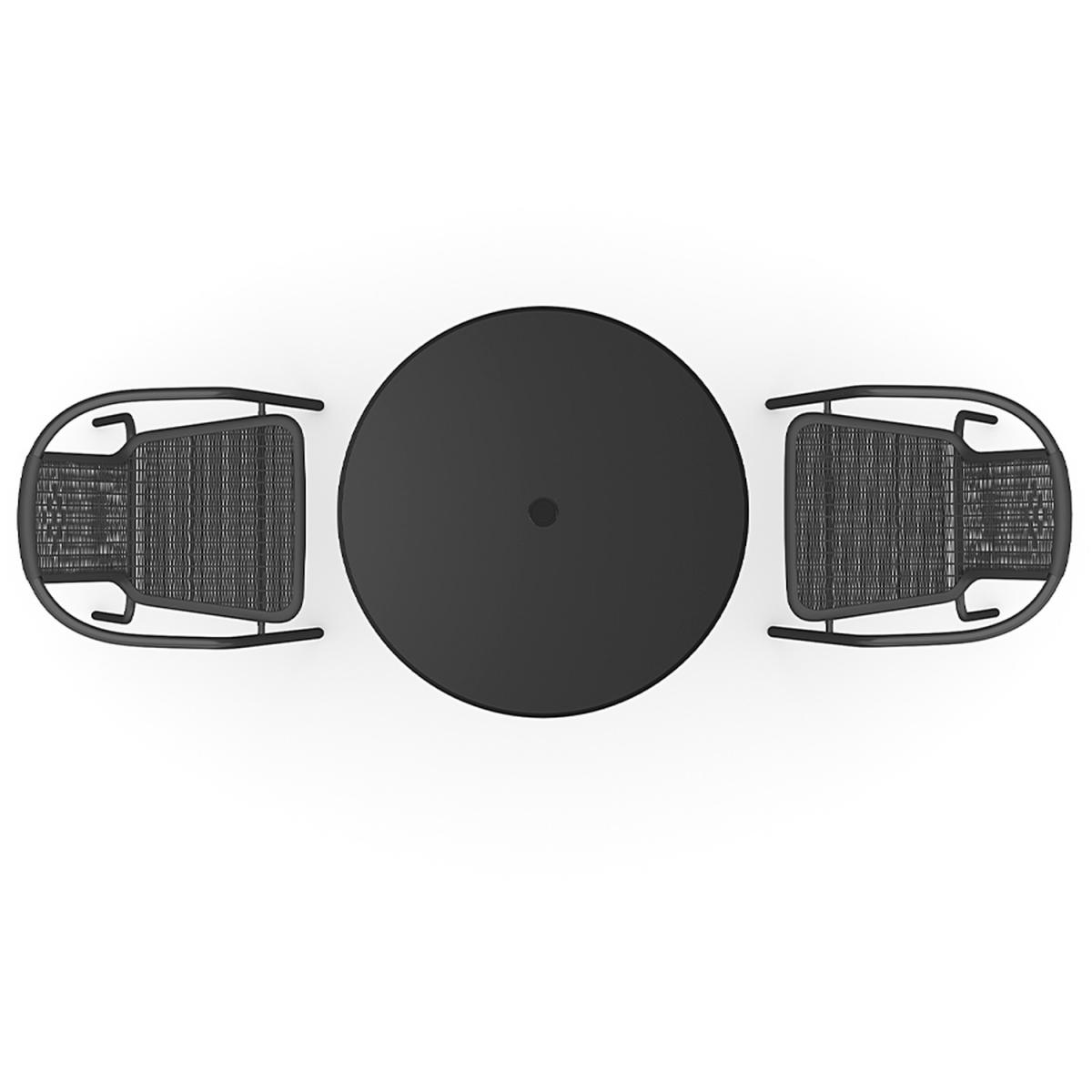 Table and Chair with Umbrella Hole Bistro Set - Black / 2 Chairs + 1 Table – image 7