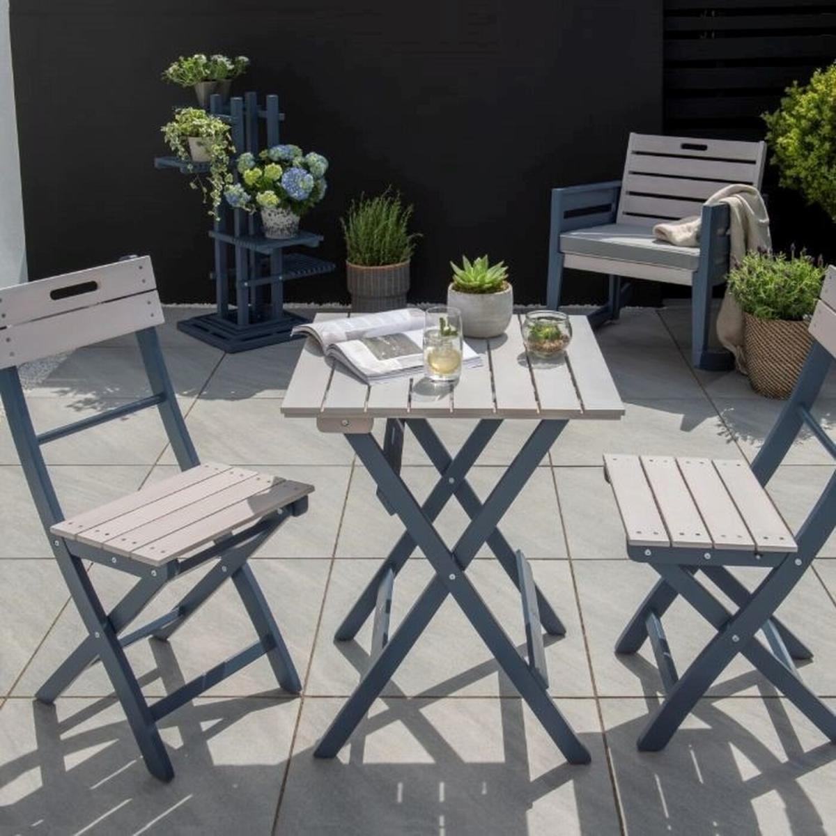 Florenity Eucalyptus Galaxy 2 Seat Bistro Set - Grey