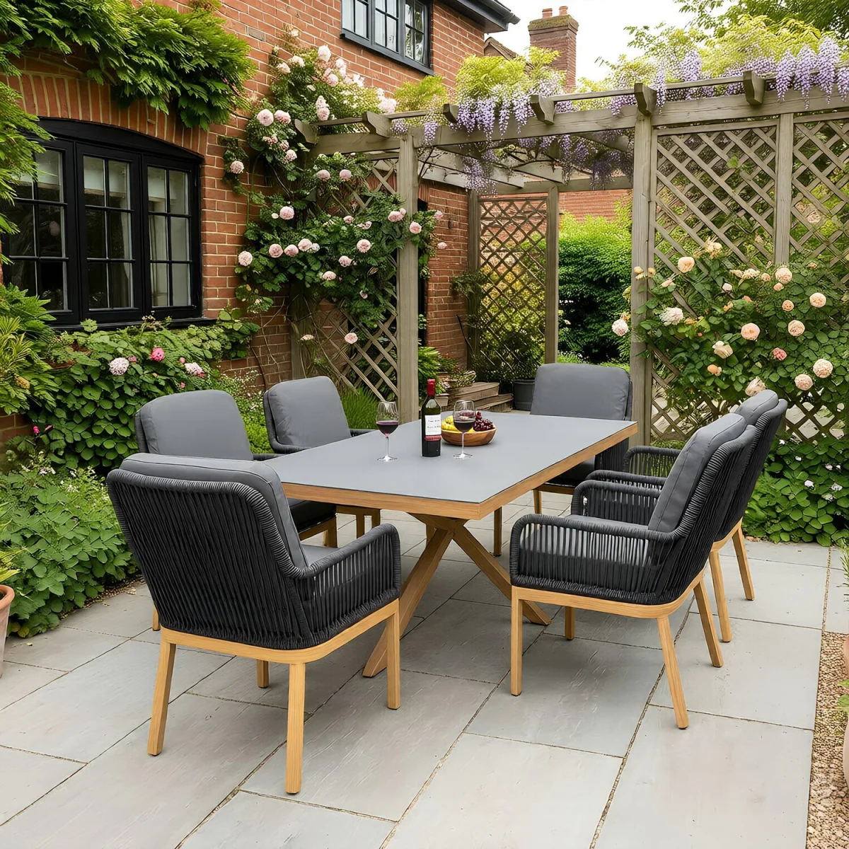 Santiago 6 Seater Garden Dining Set - Black – image 2