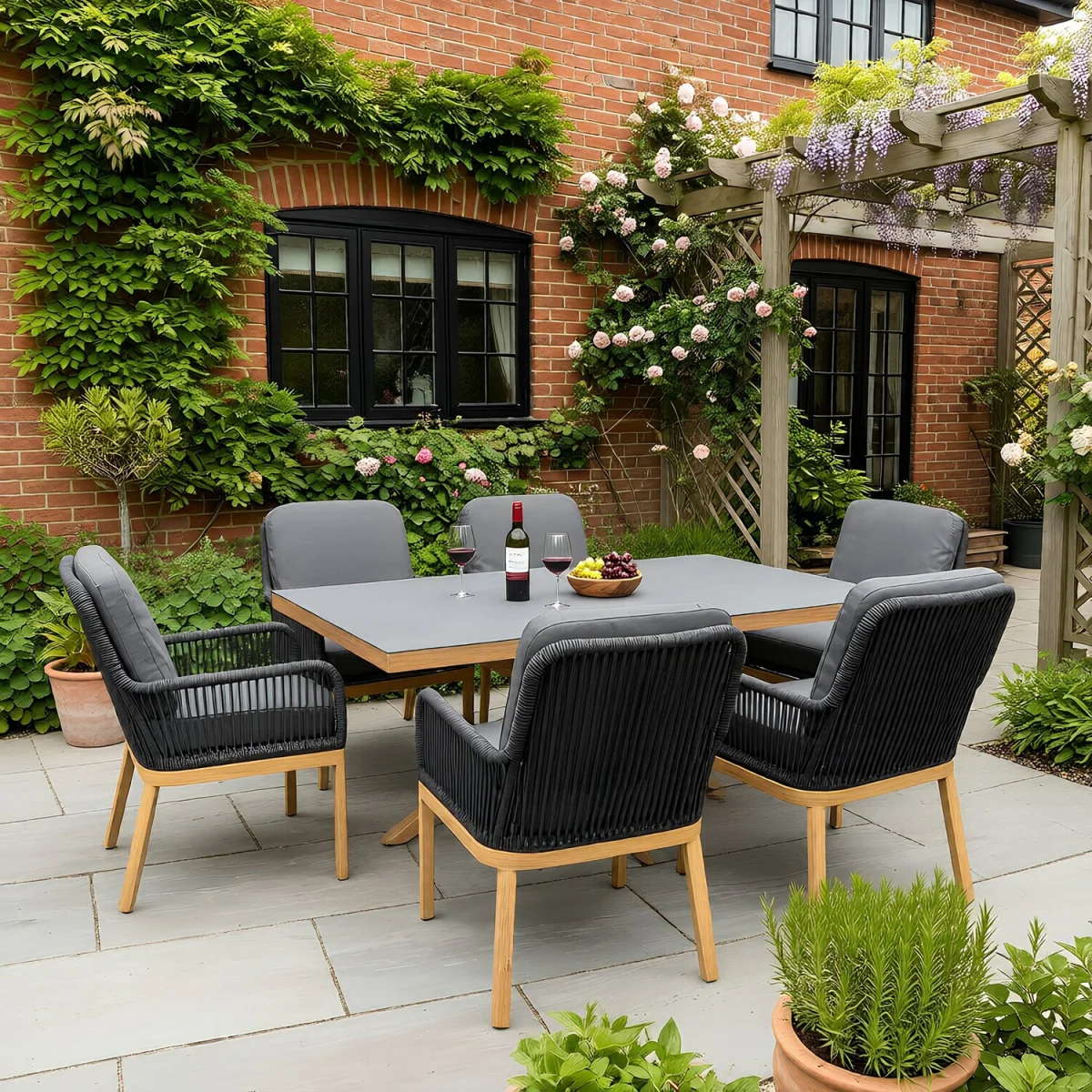 Santiago 6 Seater Garden Dining Set - Black – image 4
