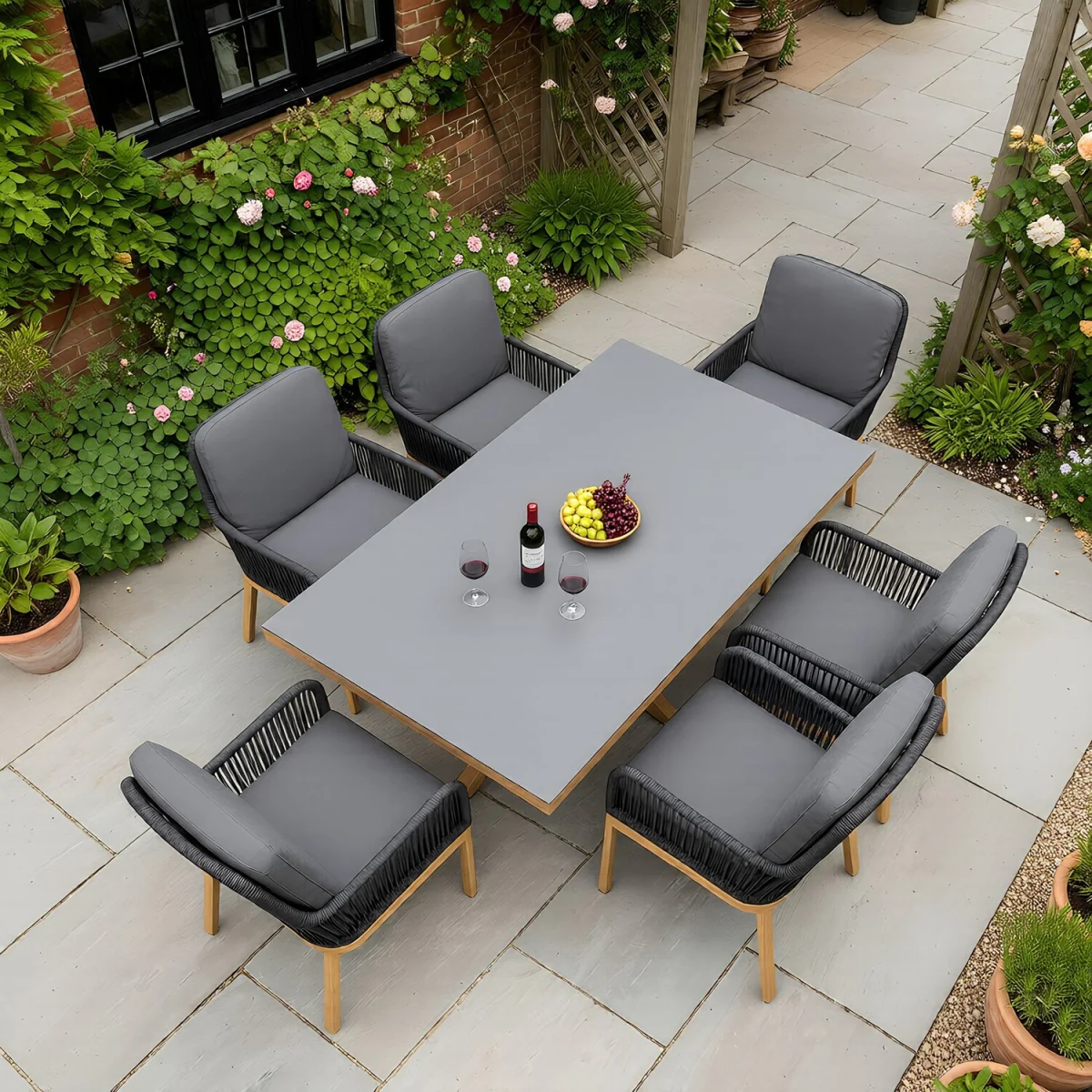 Santiago 6 Seater Garden Dining Set - Black – image 5