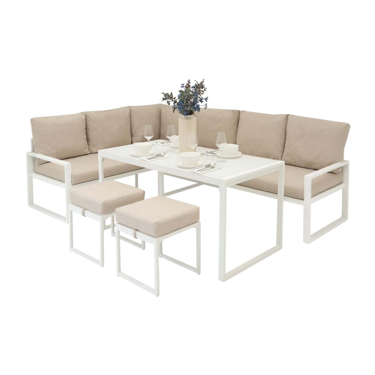 Garden Aluminium Furniture Set 7 seats - White