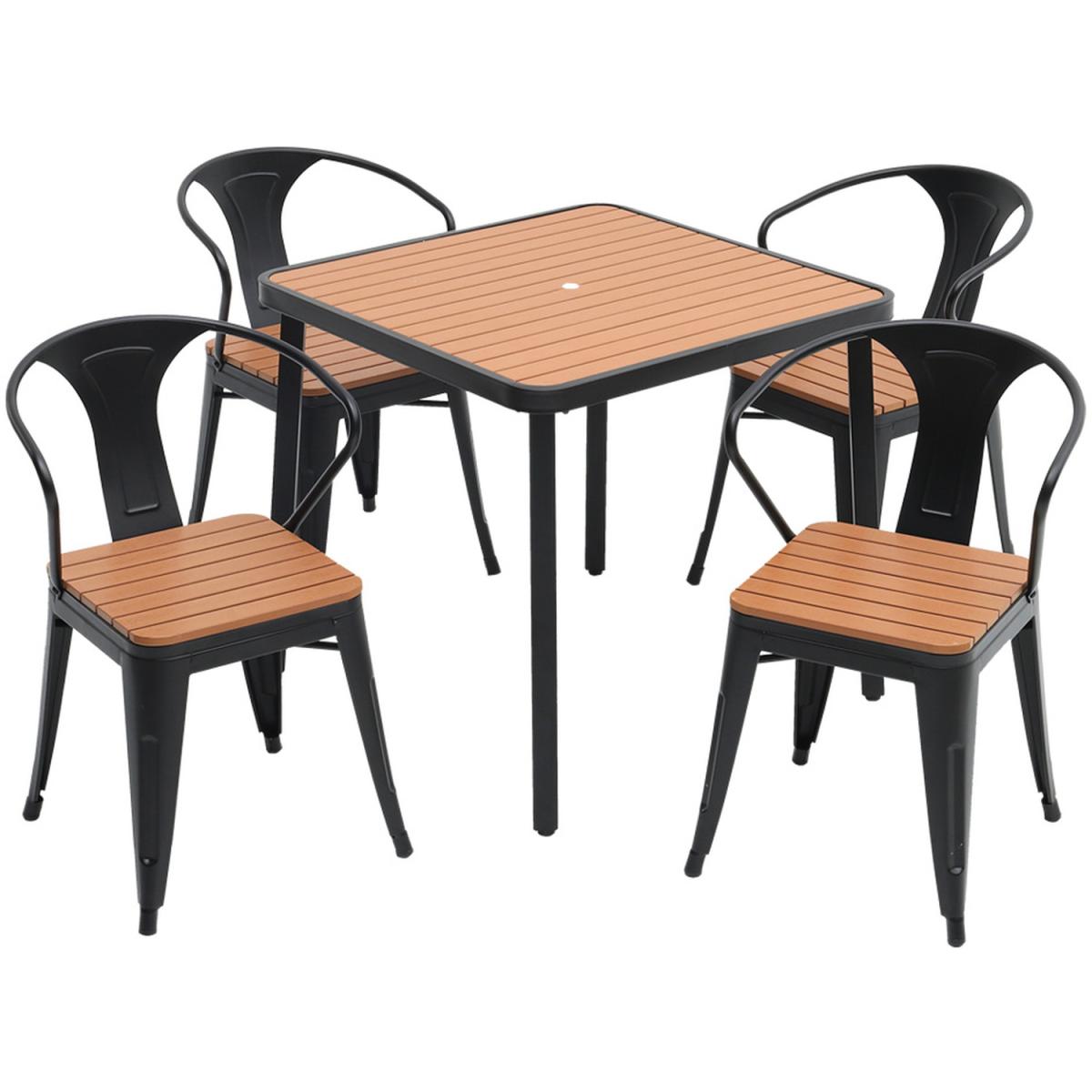 5Pcs Square Dining Bistro Sets - Brown – image 22