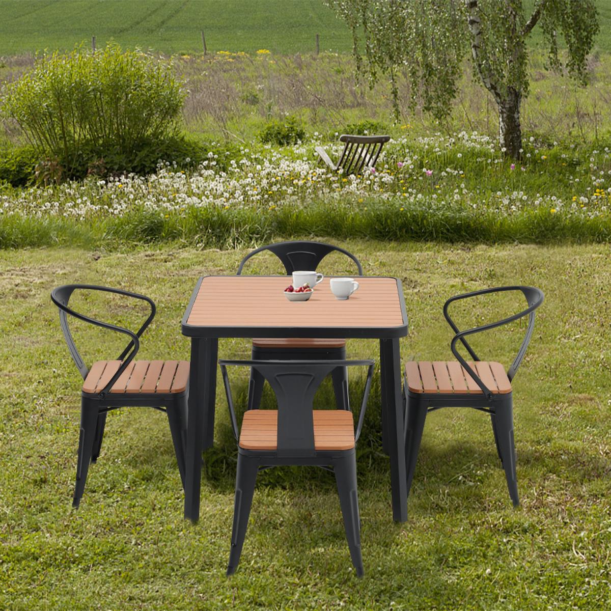 5Pcs Square Dining Bistro Sets - Brown – image 23