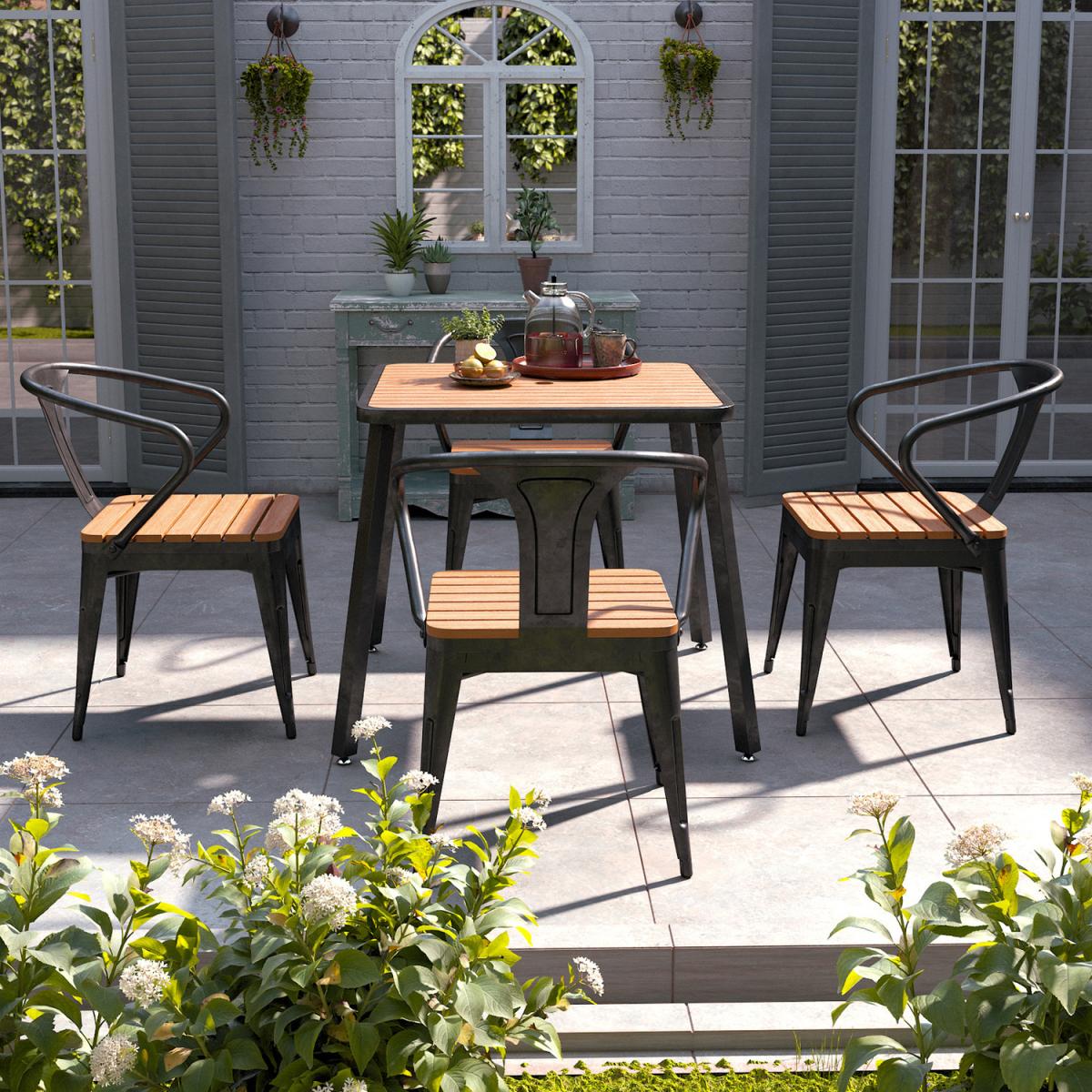 5Pcs Square Dining Bistro Sets - Brown – image 24
