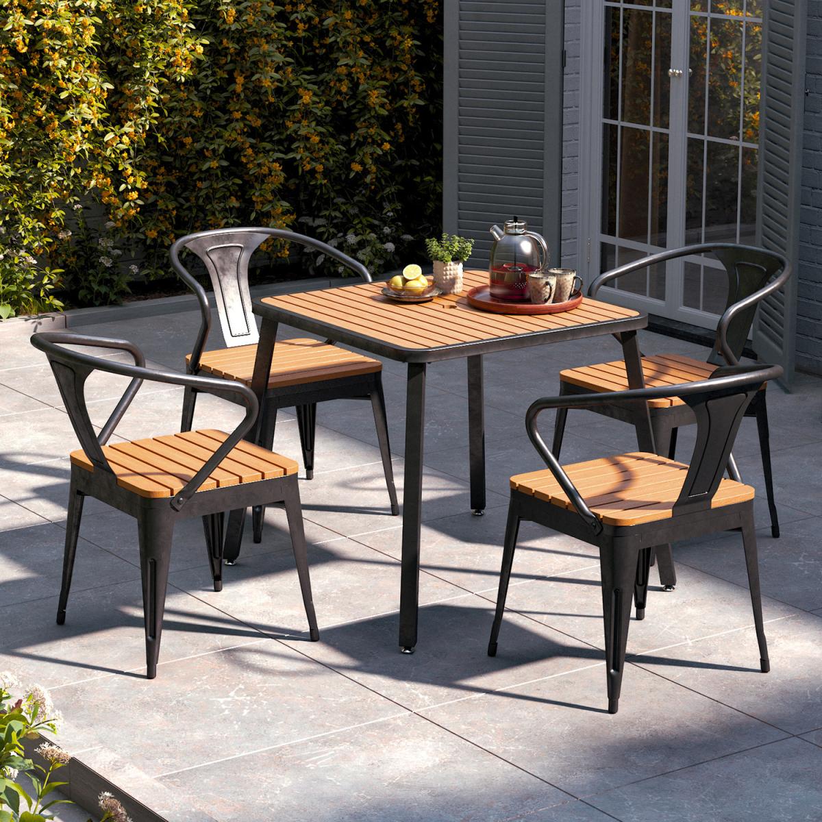 5Pcs Square Dining Bistro Sets - Brown – image 25