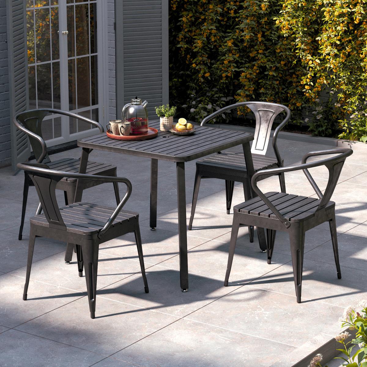 5Pcs Square Dining Bistro Sets - Brown – image 26