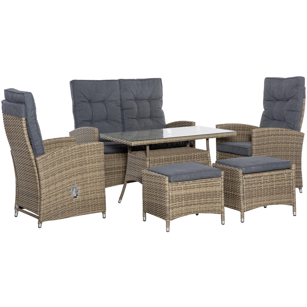 6 PCS PE Rattan Dining Set Conversation - Mixed Grey – image 5