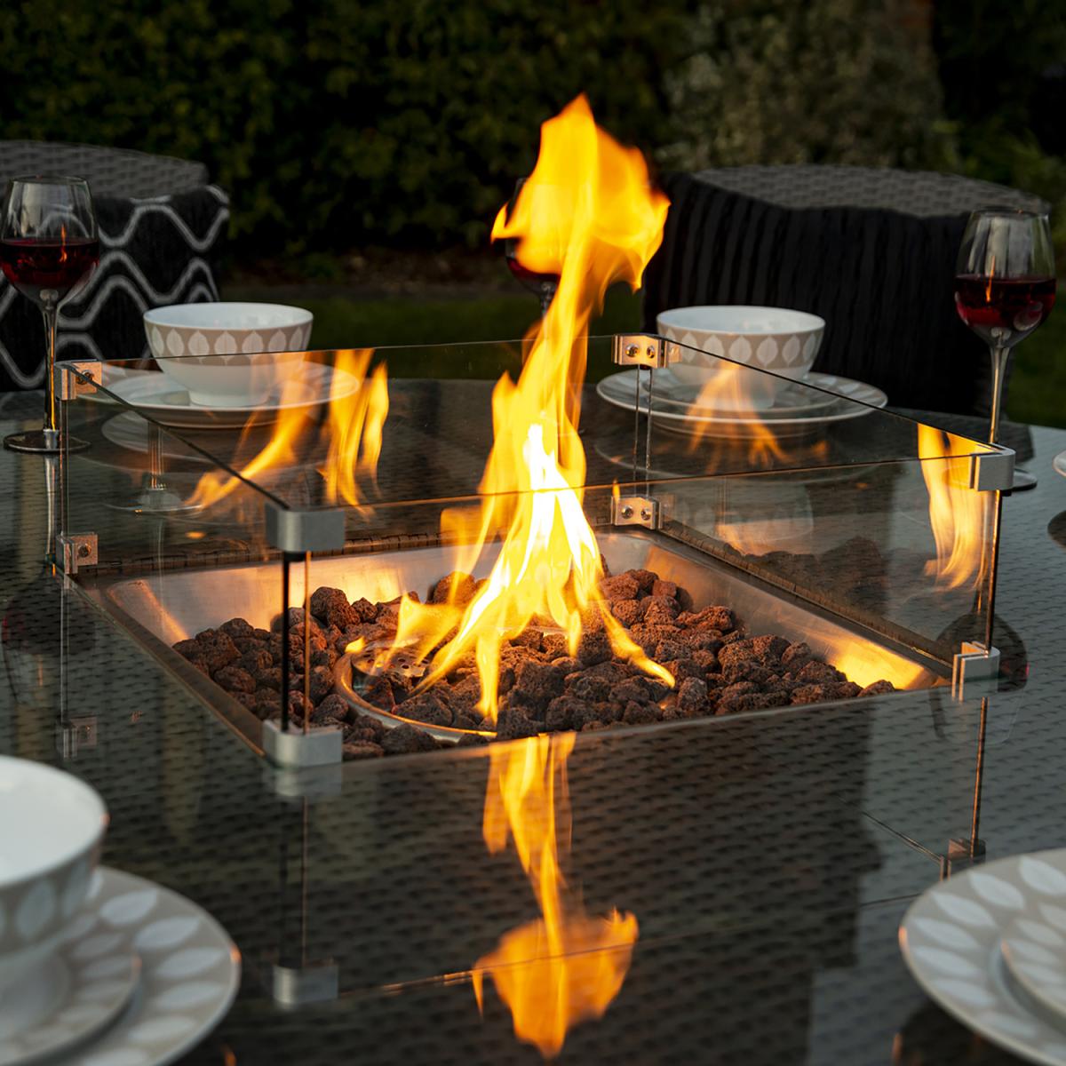 Georgia 8 Seater Rattan Furniture Set with Round Firepit Table - Grey – image 4
