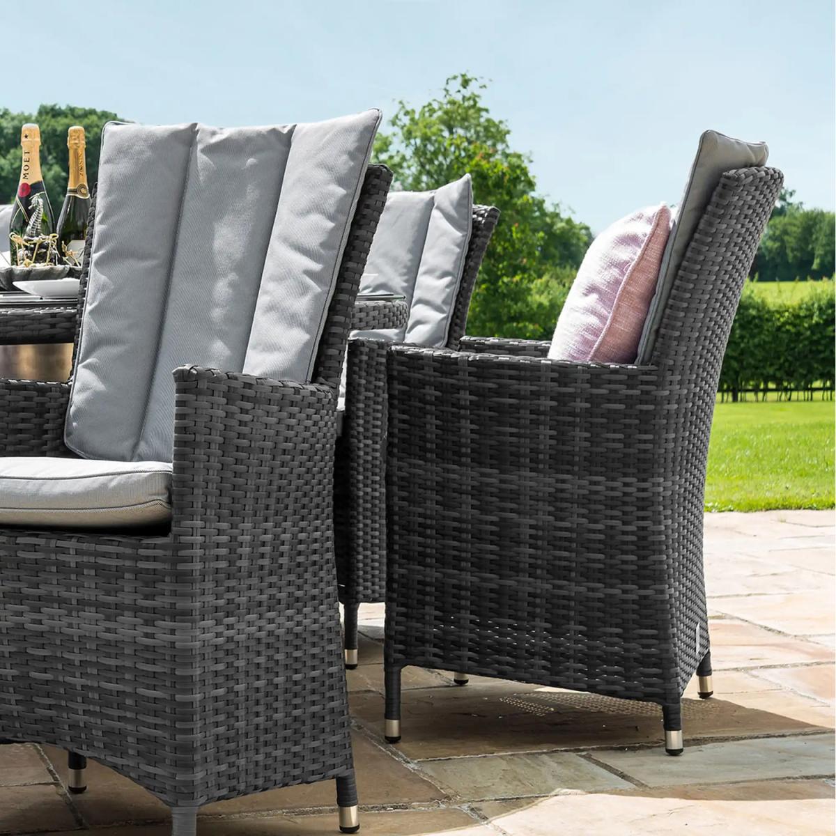LA 8 Seat Rattan Dining Set Round with Ice Bucket Lazy Susan - Grey – image 3
