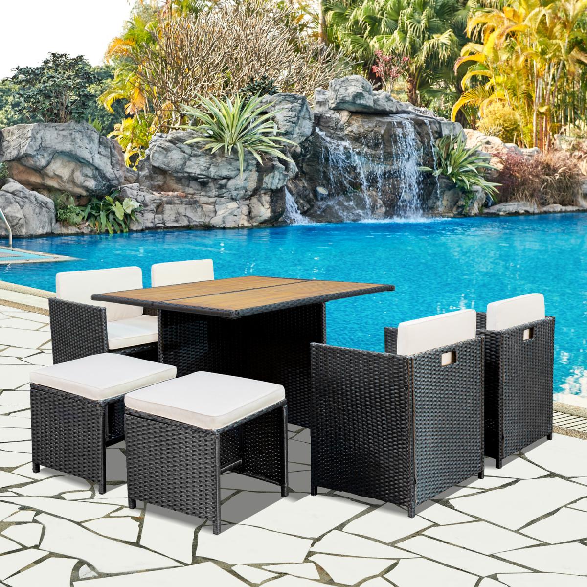 Capri 9PC Rattan Cube Dining Set - Black – image 1