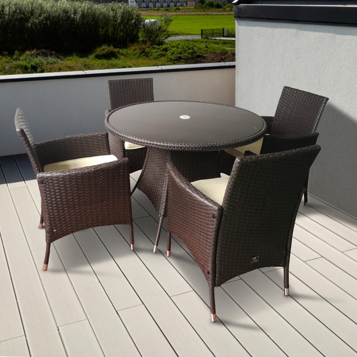 Katie Blake Sara Rattan Garden Dining Set 4 Seater - Traditional Dark Brown – image 1