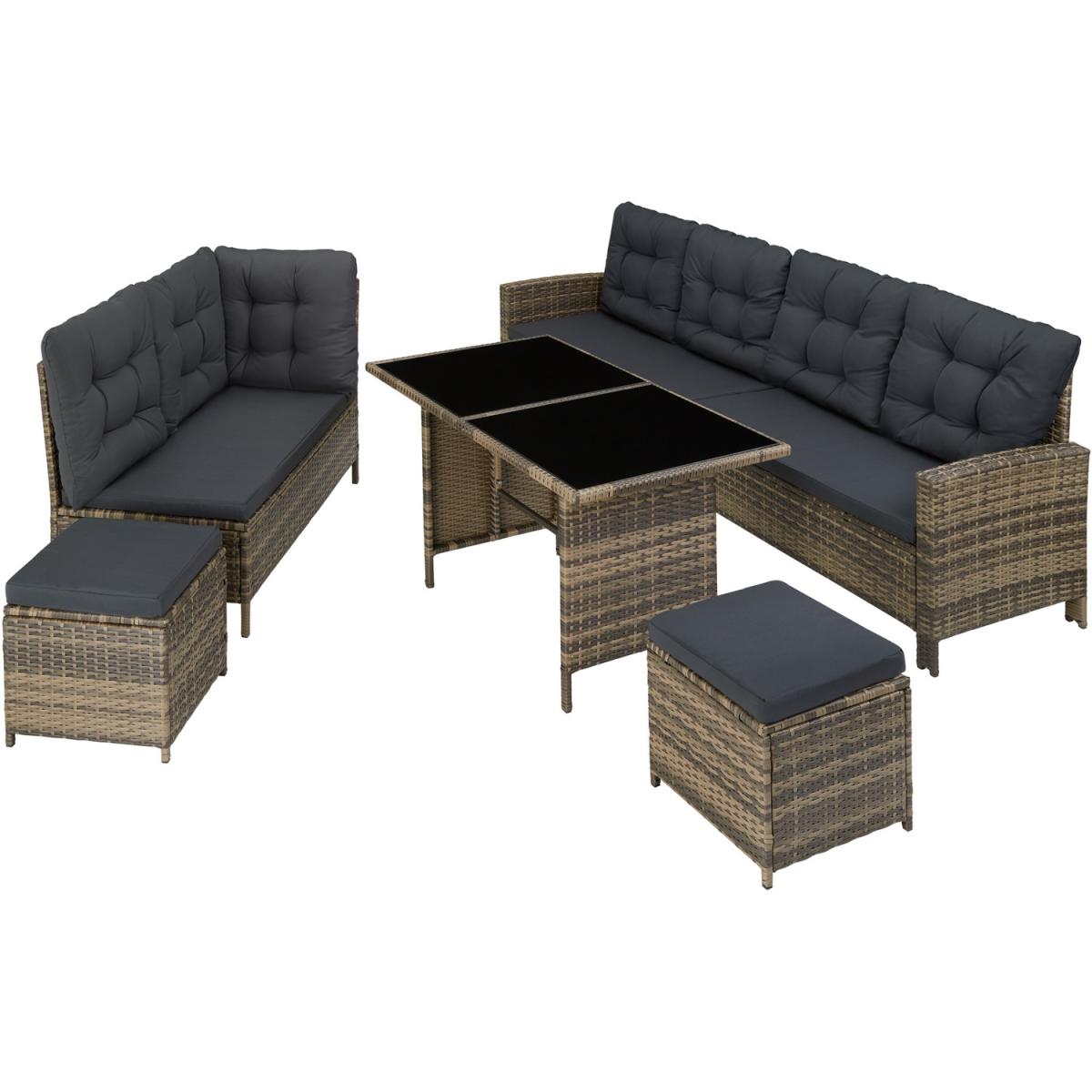 Barletta Rattan Garden Furniture Set - Lounge Bistro Dining Set With Cushions - Nature – image 2