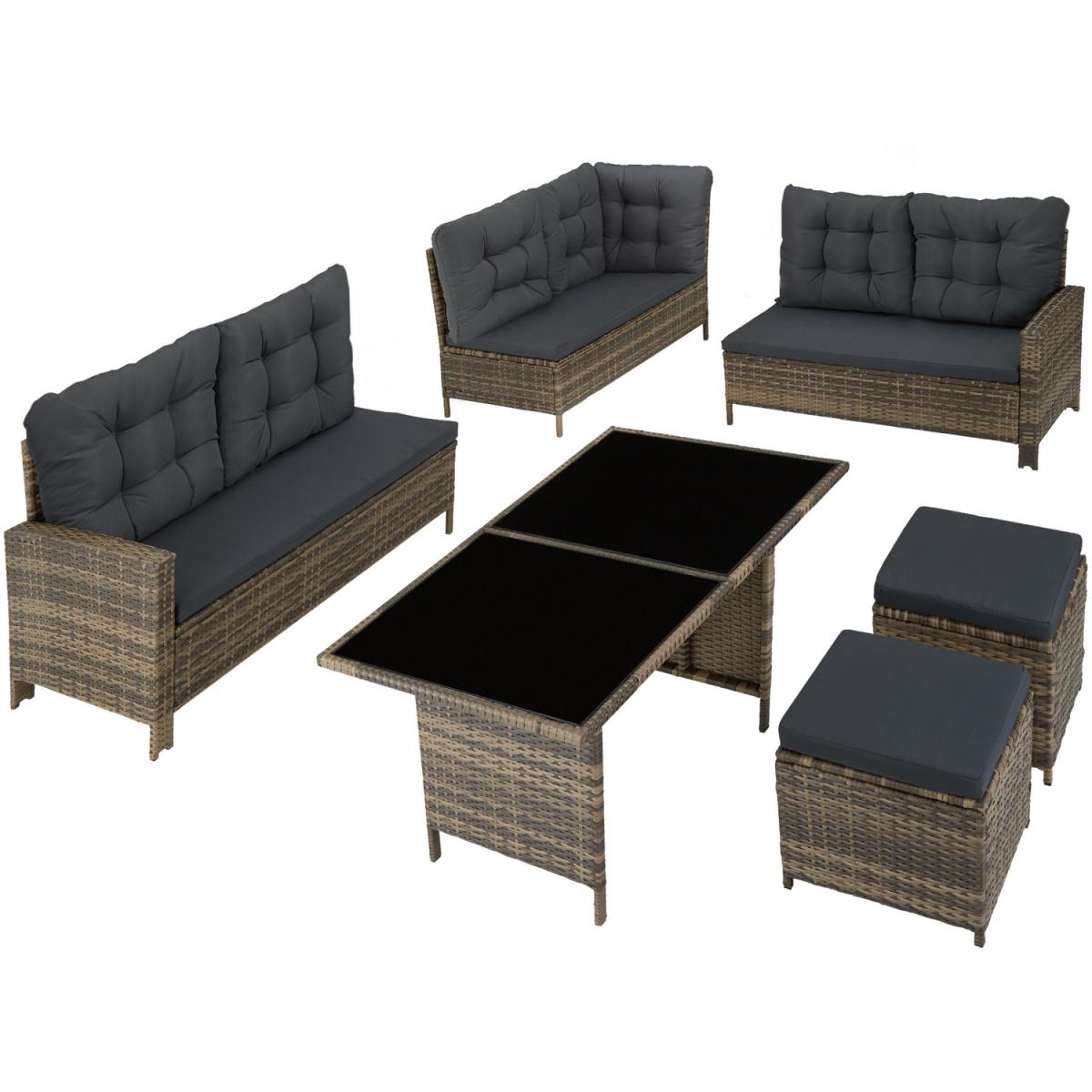 Barletta Rattan Garden Furniture Set - Lounge Bistro Dining Set With Cushions - Nature – image 3