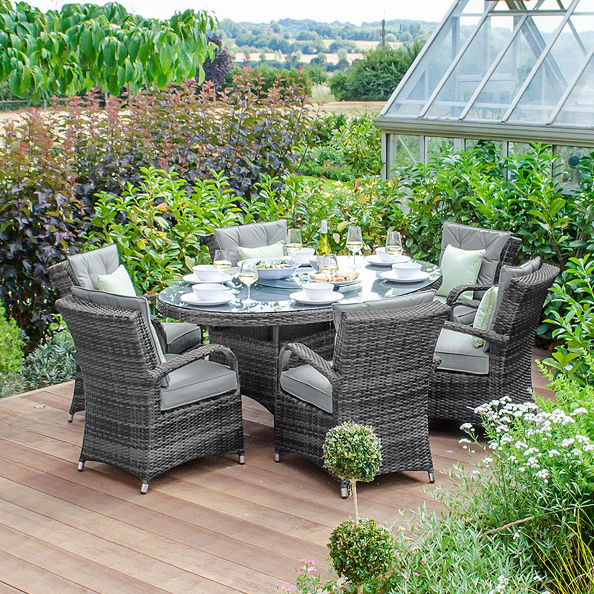 Olivia 6 Seater Rattan Oval Dining Set - Grey – image 3
