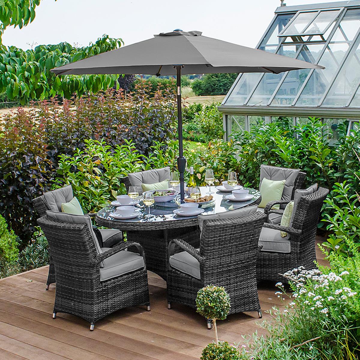 Olivia 6 Seater Rattan Oval Dining Set - Grey – image 4