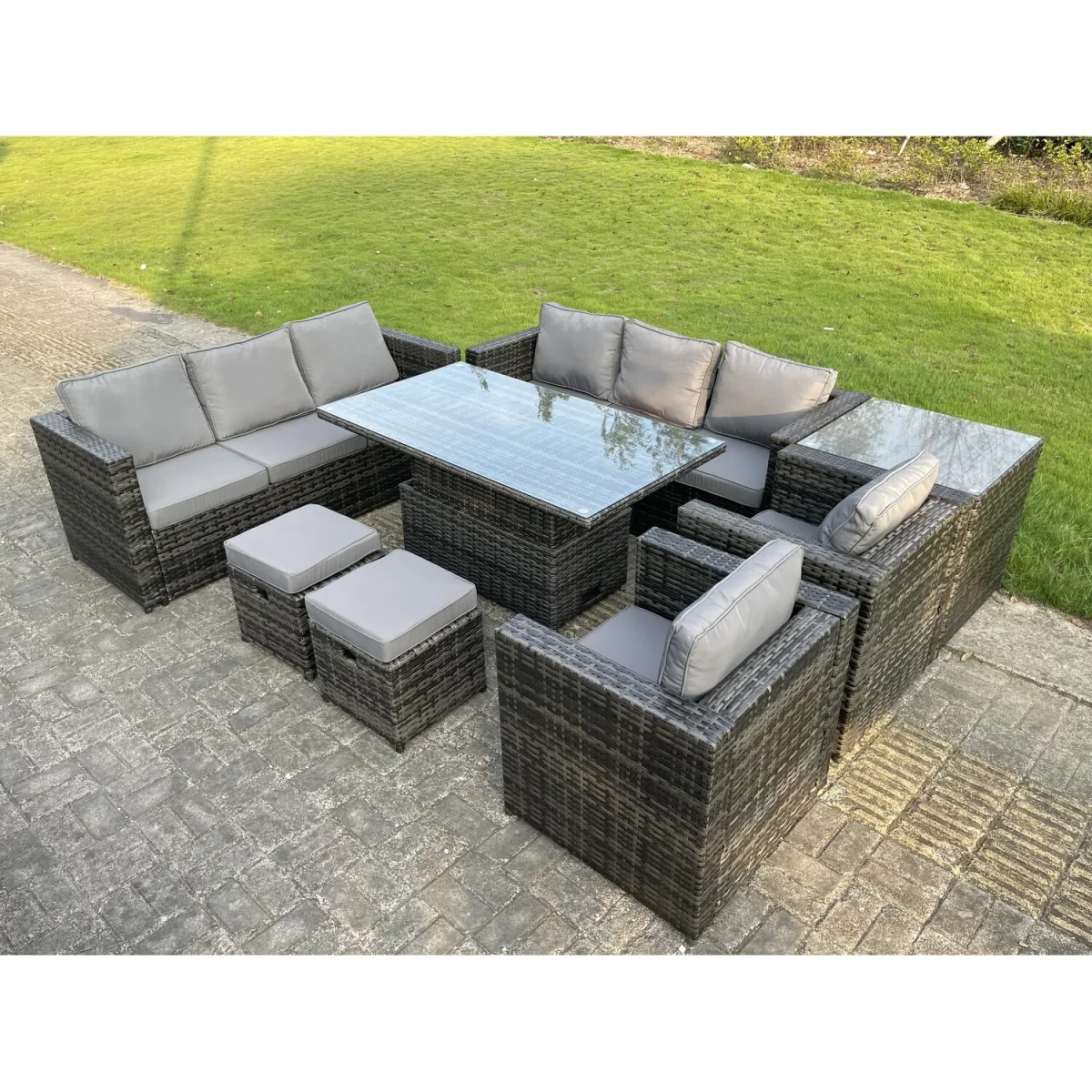10 Seater¿Outdoor Rattan Garden Furniture Dark Grey Mixed - Dark Grey Mixed – image 4