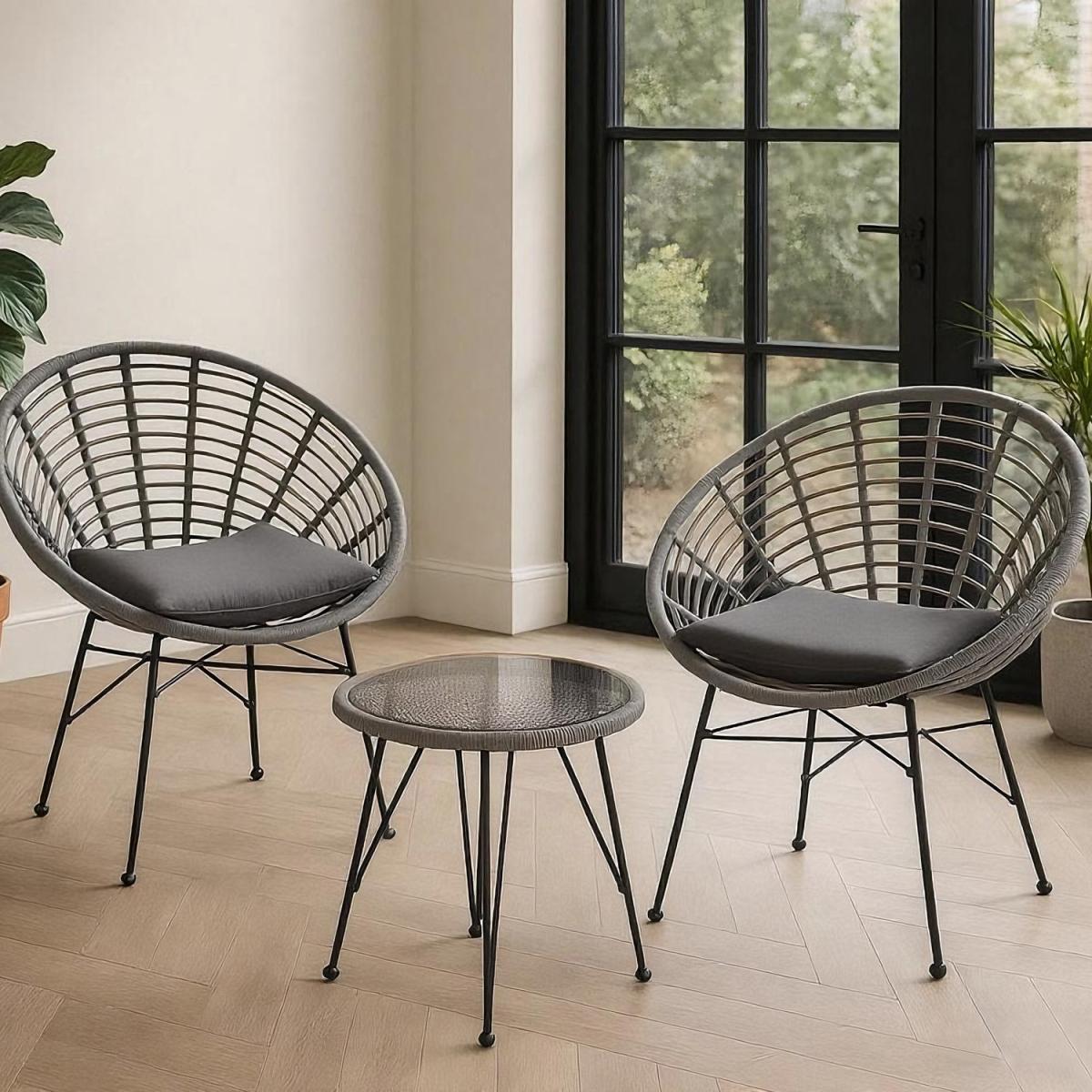 3 Piece Rattan Outdoor Bistro Furniture Set