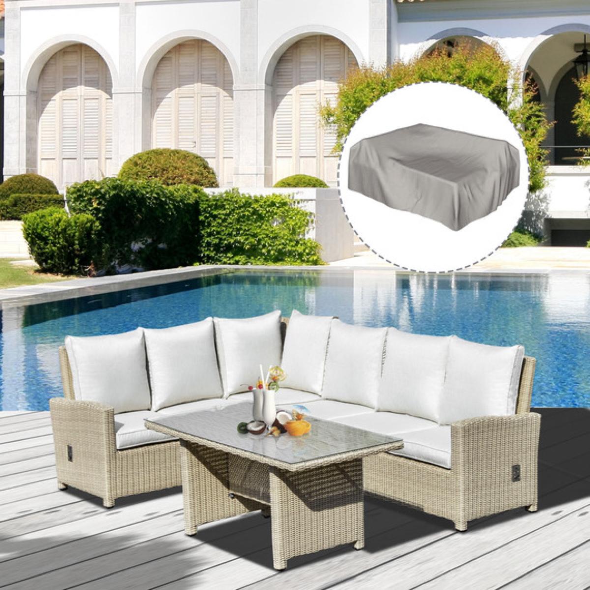 5 Piece Reclining PE Rattan Garden Dining Set - Grey Rattan