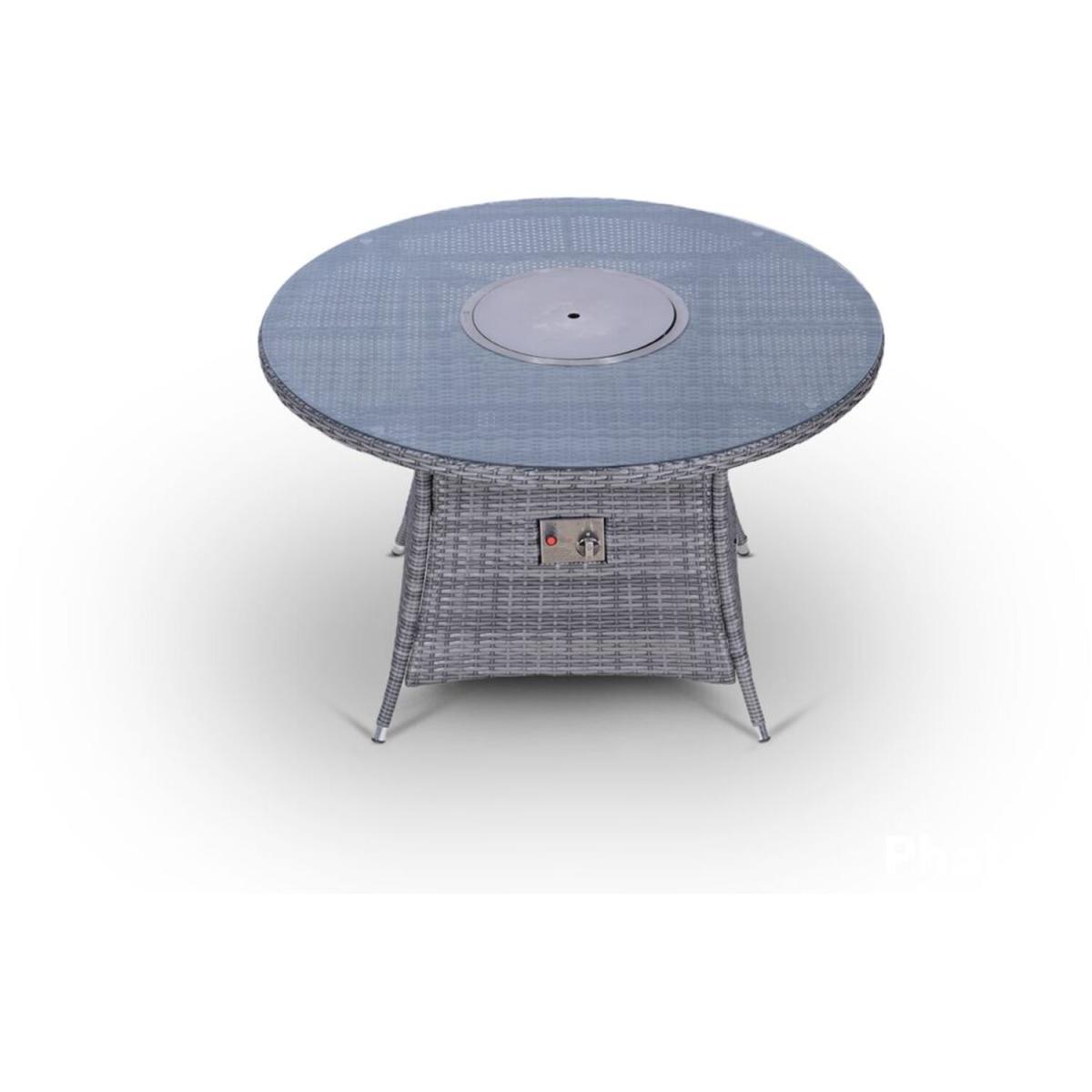 Arizona Fire Pit 4 Seater Round Rattan Dining Set - Grey – image 14