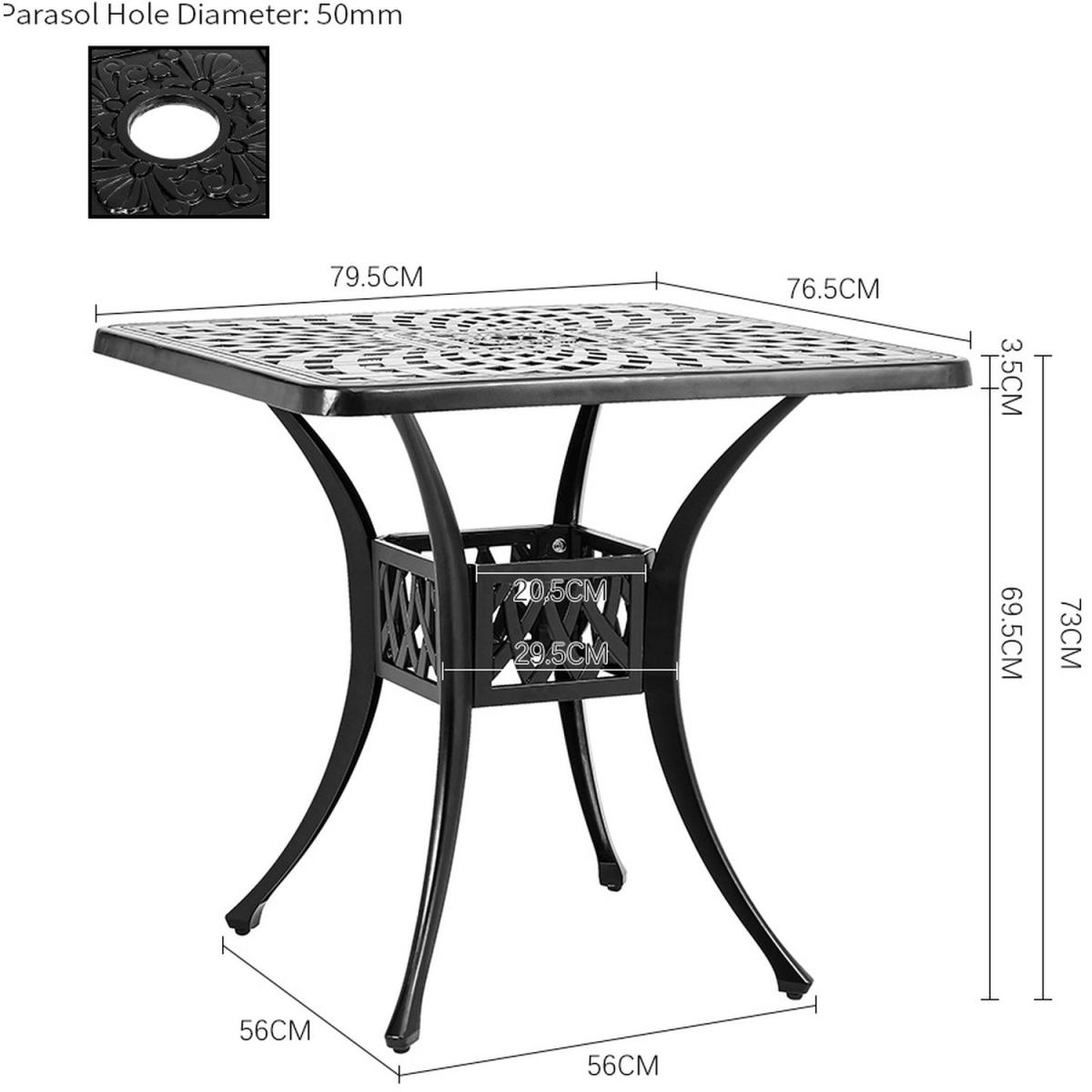 Cast Aluminum Bistro Sets 2 Seater Garden Dining Set - Black – image 4