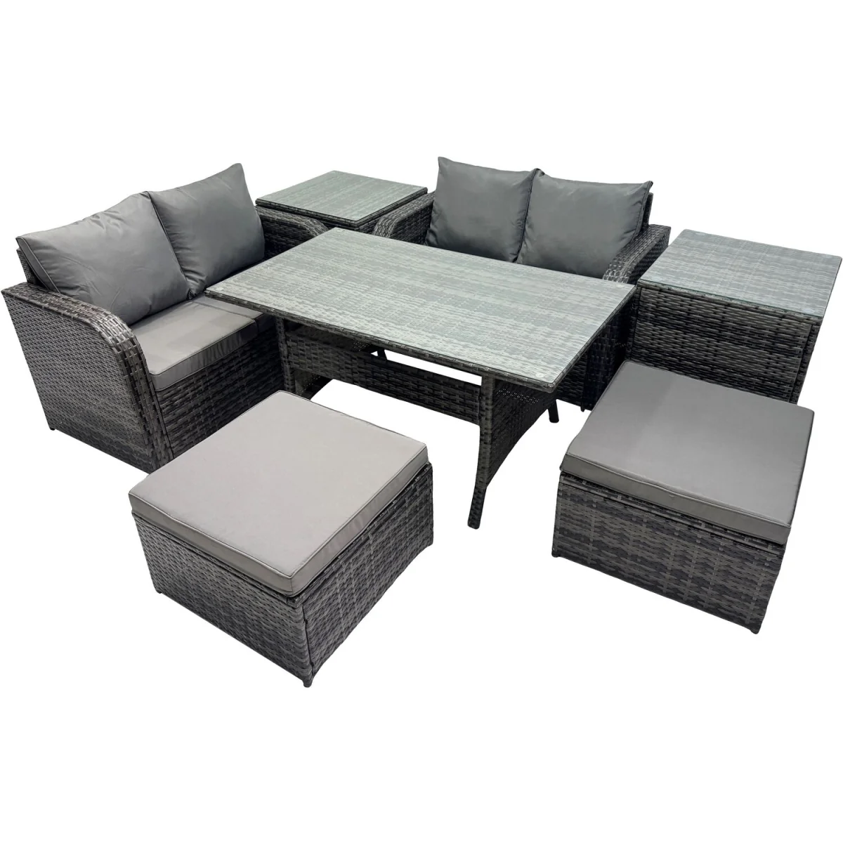 Fimous PE Rattan Garden Furniture Set 6-Seater Dark Grey Mixed - Dark Grey Mixed – image 4