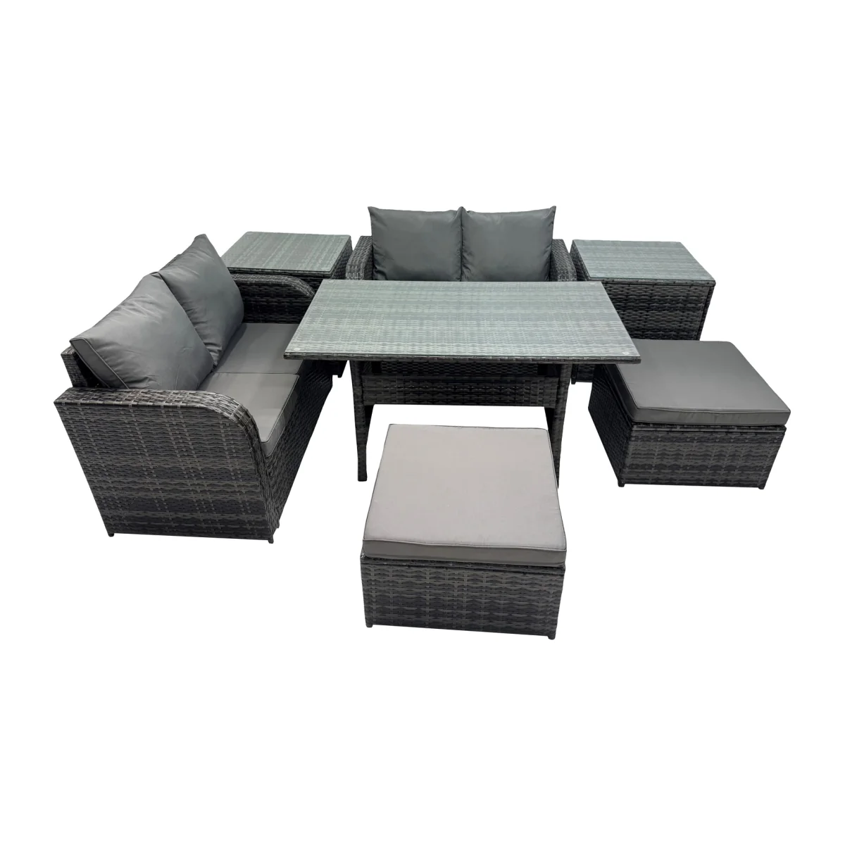 Fimous PE Rattan Garden Furniture Set 6-Seater Dark Grey Mixed - Dark Grey Mixed – image 1