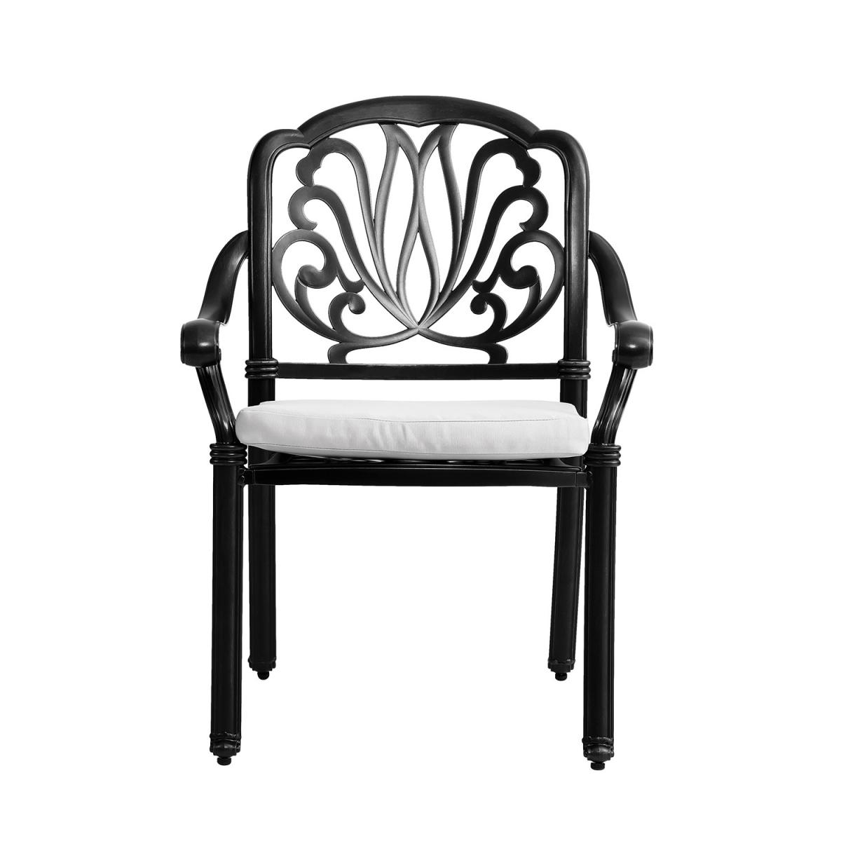 Outdoor Cast Aluminium Garden Dining Table Chair Set With Parasol Hole - Black – image 4