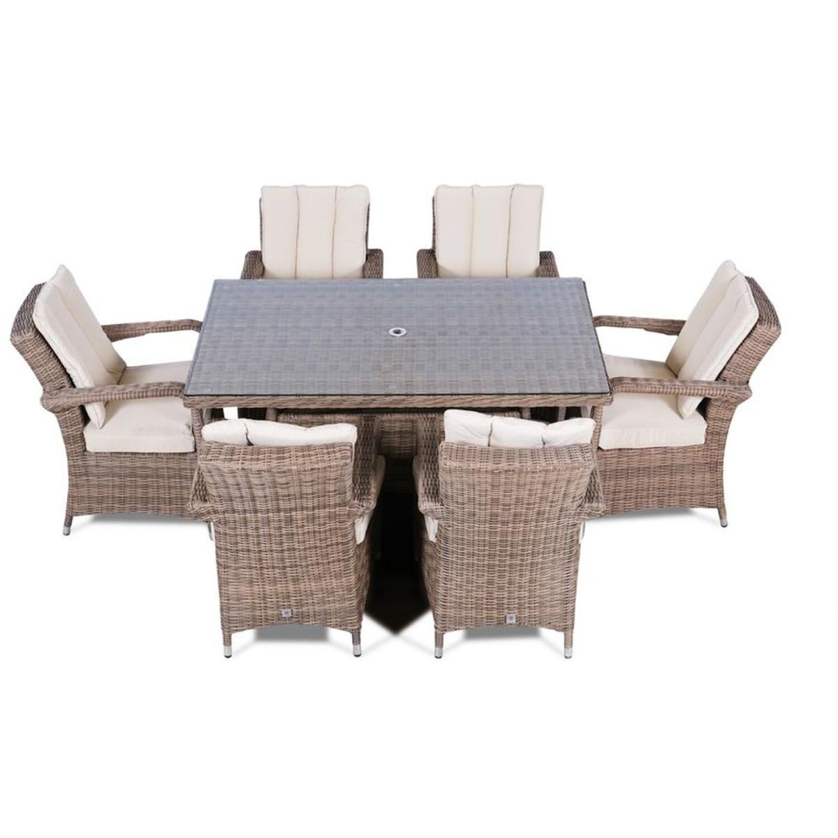 Arizona Signature Weave Rectangle 6 Seater Rattan Patio Dining Set - Brown – image 2