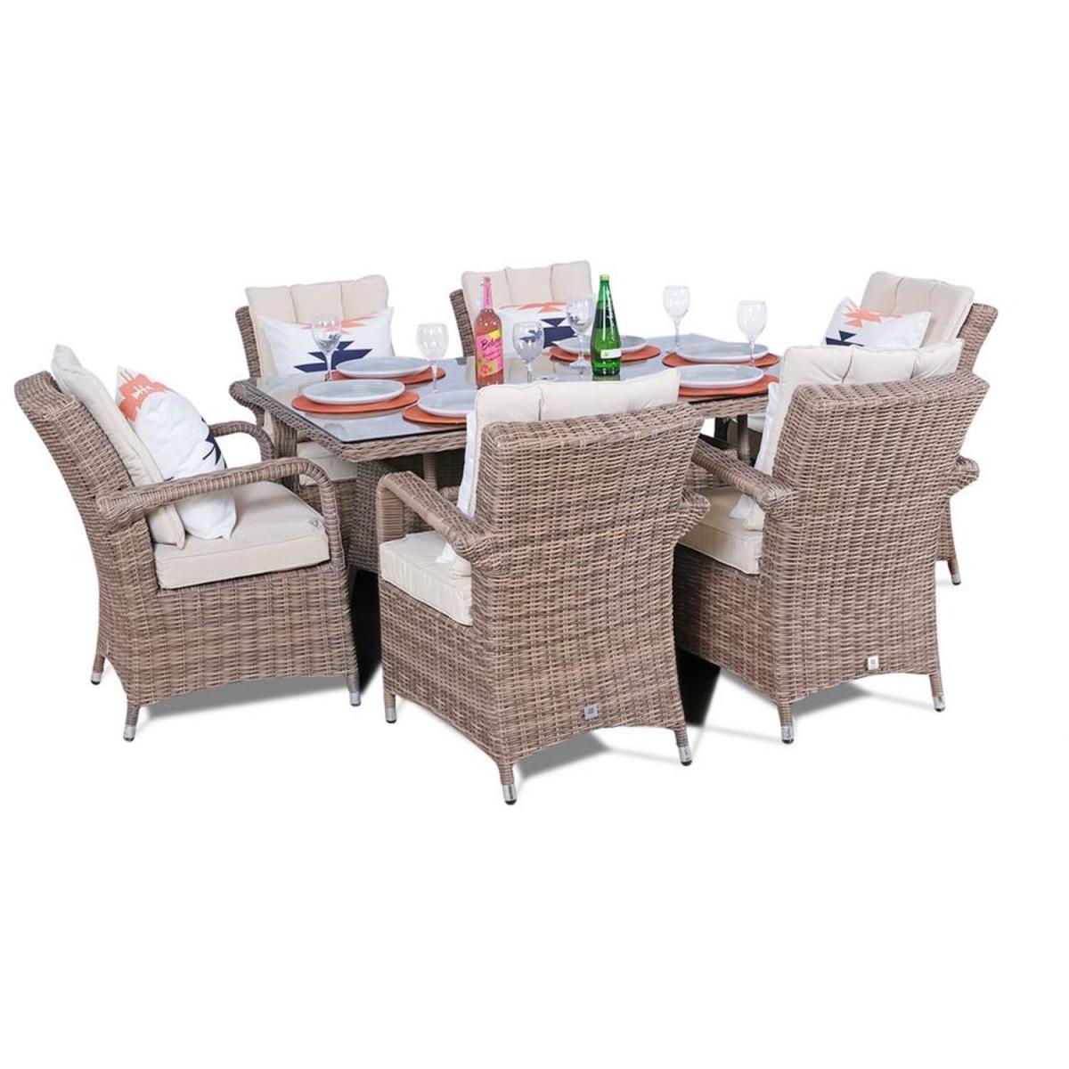 Arizona Signature Weave Rectangle 6 Seater Rattan Patio Dining Set - Brown – image 11