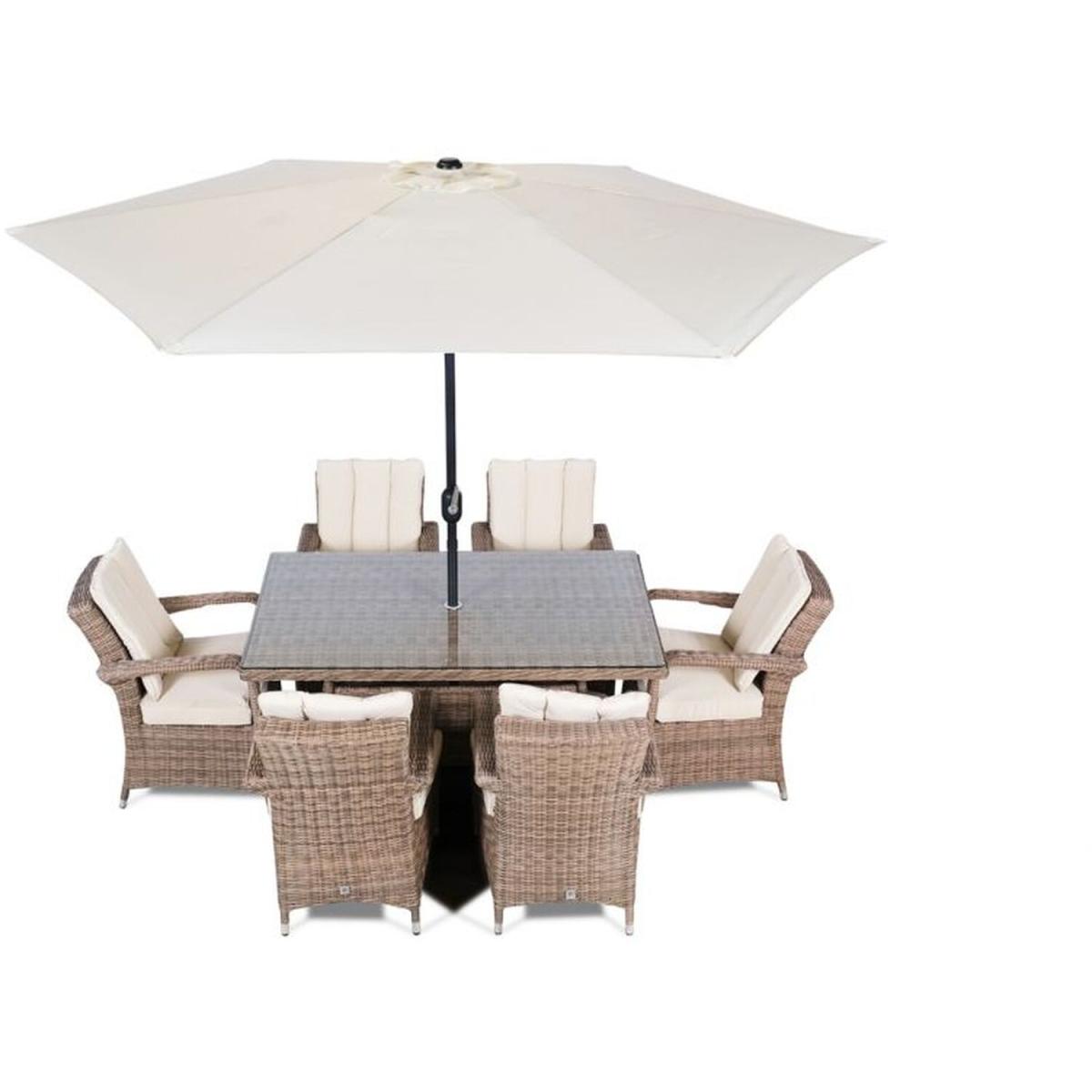 Arizona Signature Weave Rectangle 6 Seater Rattan Patio Dining Set - Brown – image 12