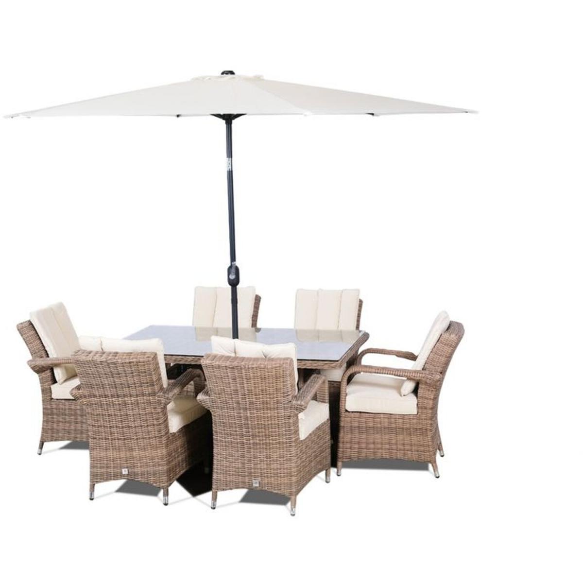 Arizona Signature Weave Rectangle 6 Seater Rattan Patio Dining Set - Brown – image 13