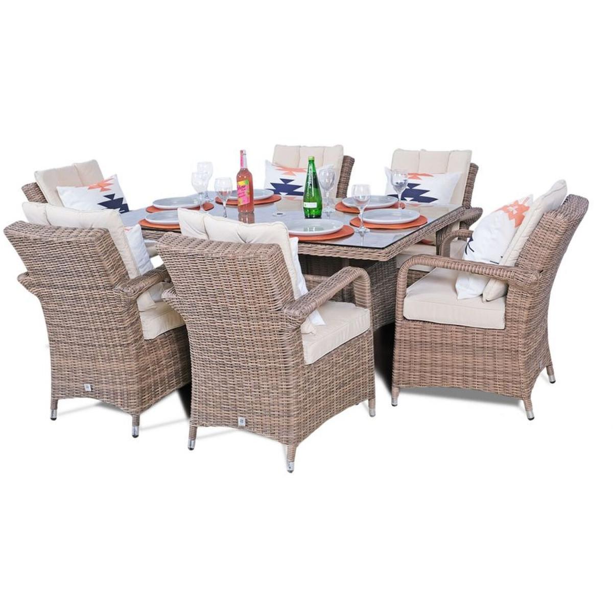 Arizona Signature Weave Rectangle 6 Seater Rattan Patio Dining Set - Brown – image 14