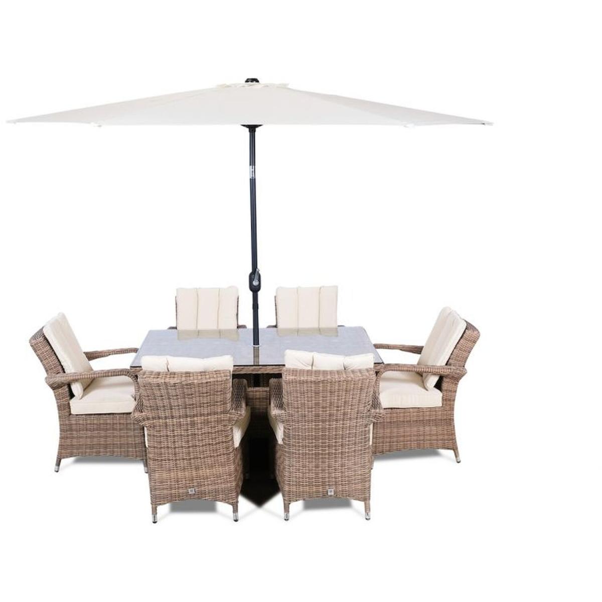 Arizona Signature Weave Rectangle 6 Seater Rattan Patio Dining Set - Brown – image 15