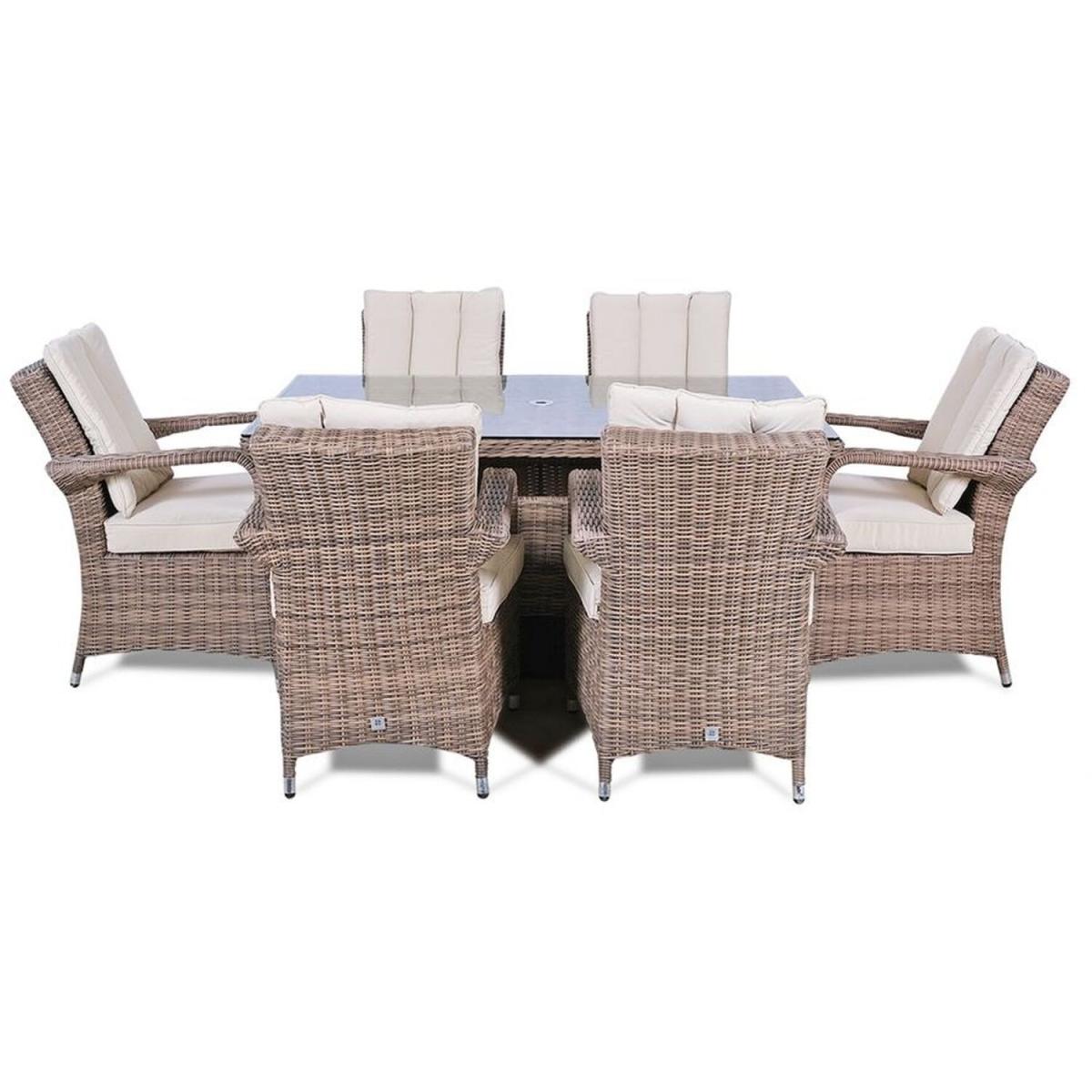Arizona Signature Weave Rectangle 6 Seater Rattan Patio Dining Set - Brown – image 3