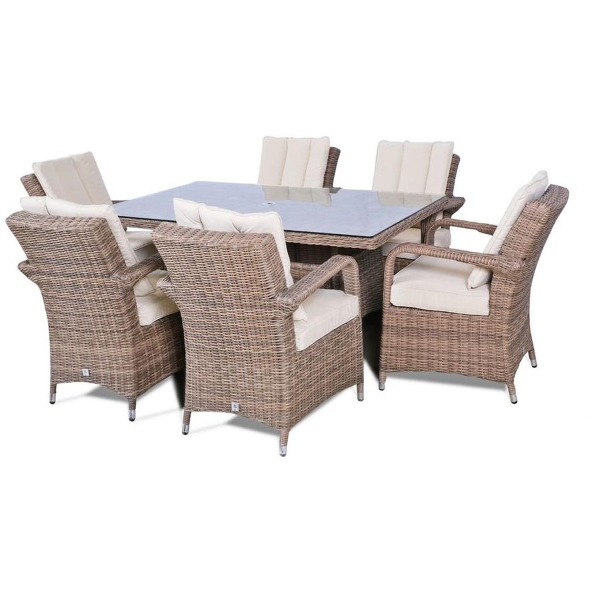 Arizona Signature Weave Rectangle 6 Seater Rattan Patio Dining Set - Brown – image 4