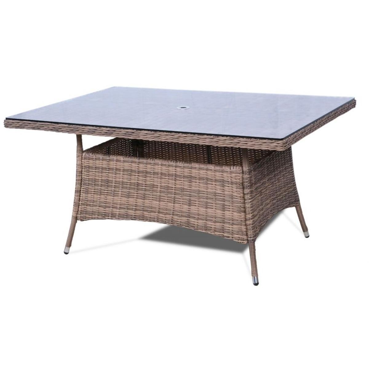 Arizona Signature Weave Rectangle 6 Seater Rattan Patio Dining Set - Brown – image 5