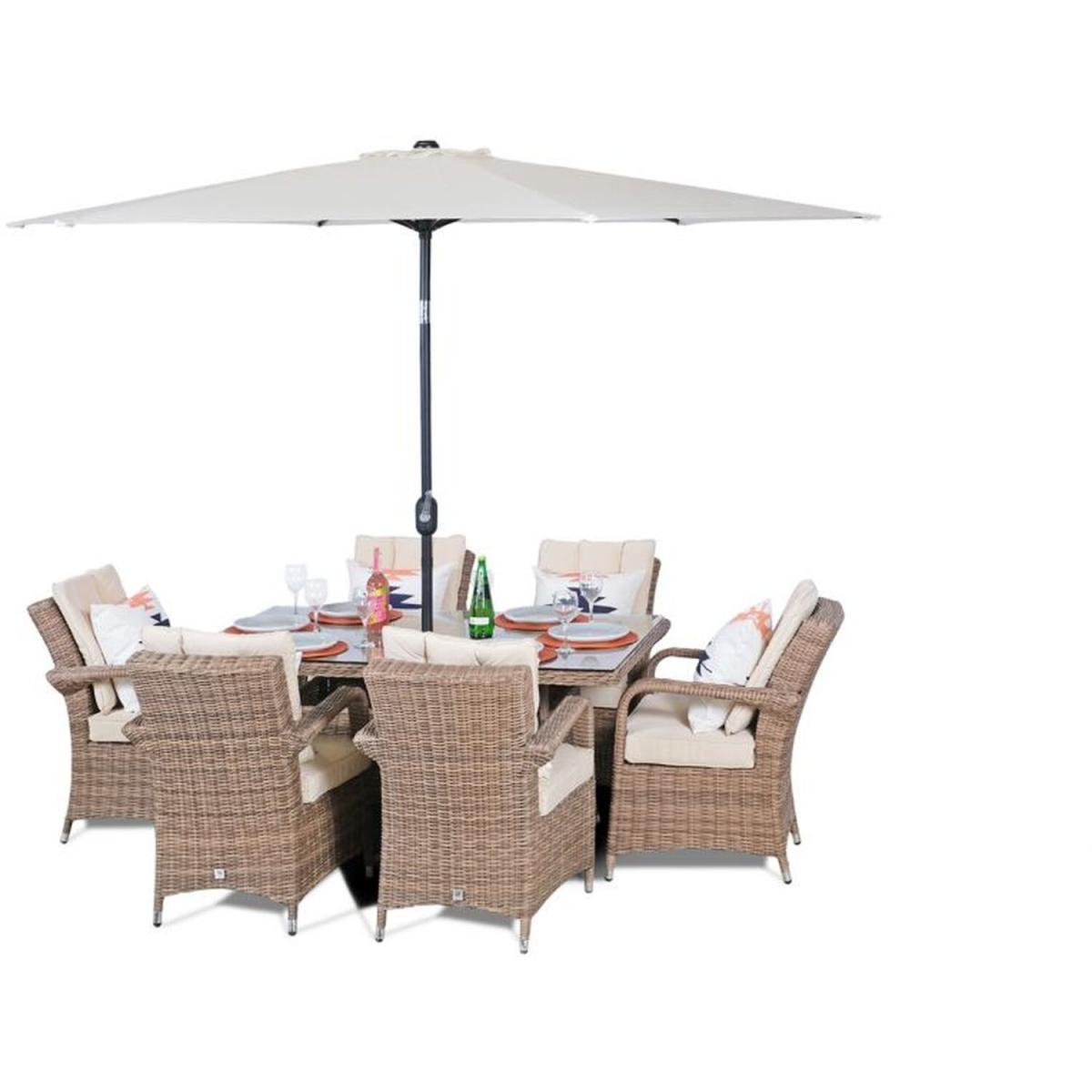 Arizona Signature Weave Rectangle 6 Seater Rattan Patio Dining Set - Brown – image 8