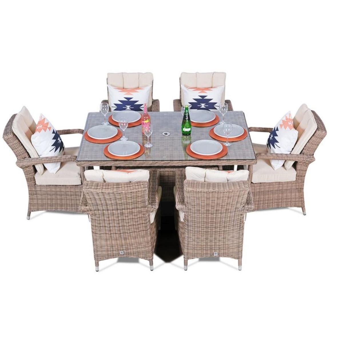 Arizona Signature Weave Rectangle 6 Seater Rattan Patio Dining Set - Brown – image 9