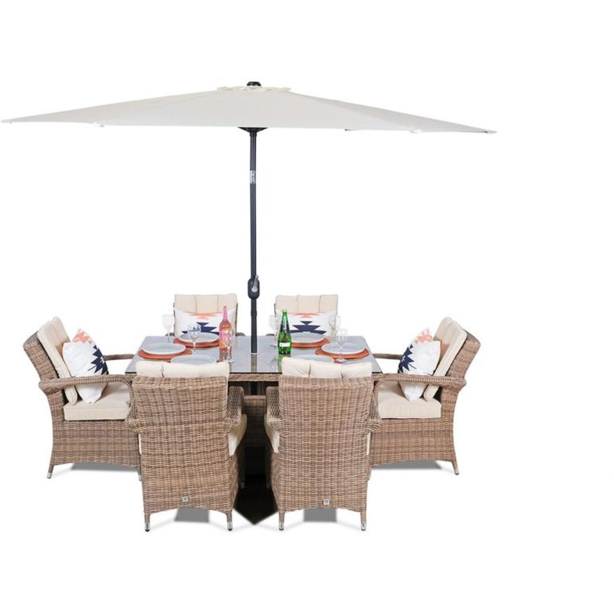 Arizona Signature Weave Rectangle 6 Seater Rattan Patio Dining Set - Brown – image 10